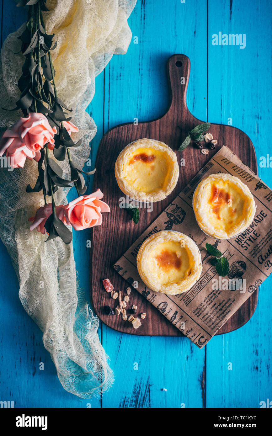 Uovo tart dessert gourmet snack pomeridiano Foto Stock