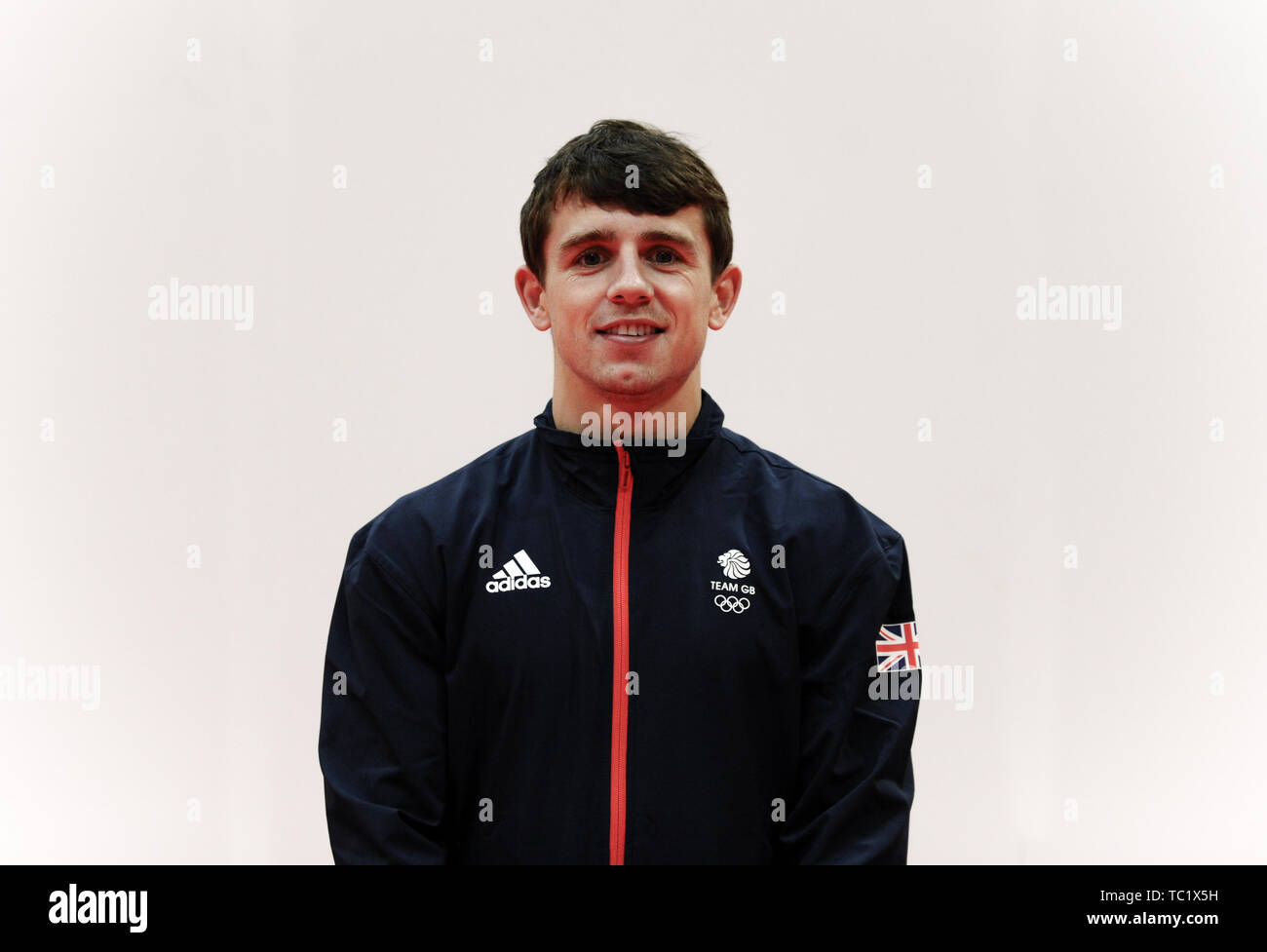Peter McGrail durante l'arredare la sessione per il 2019 Minsk giochi europei al NEC di Birmingham. Foto Stock Peter McGrail durante l'arredare la sessione per il 2019 Minsk giochi europei al NEC di Birmingham. Foto Stock