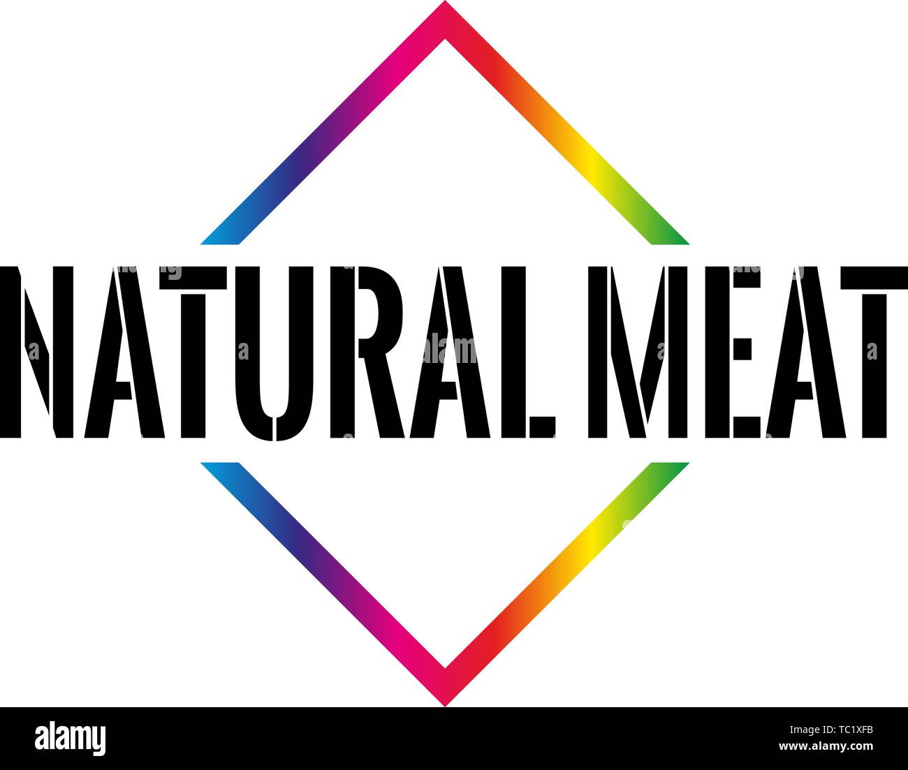 Carne naturale cono Triangel Icona segno di vettore con il testo su sfondo bianco Illustrazione Vettoriale