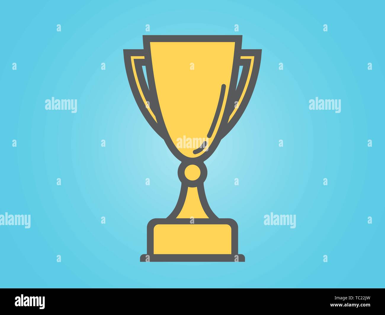 Coppa del vincitore su sfondo blu. Golden Trophy per il primo posto. Gold Award in stile piatto. moderno design minimalista. Illustrazione Vettoriale Illustrazione Vettoriale