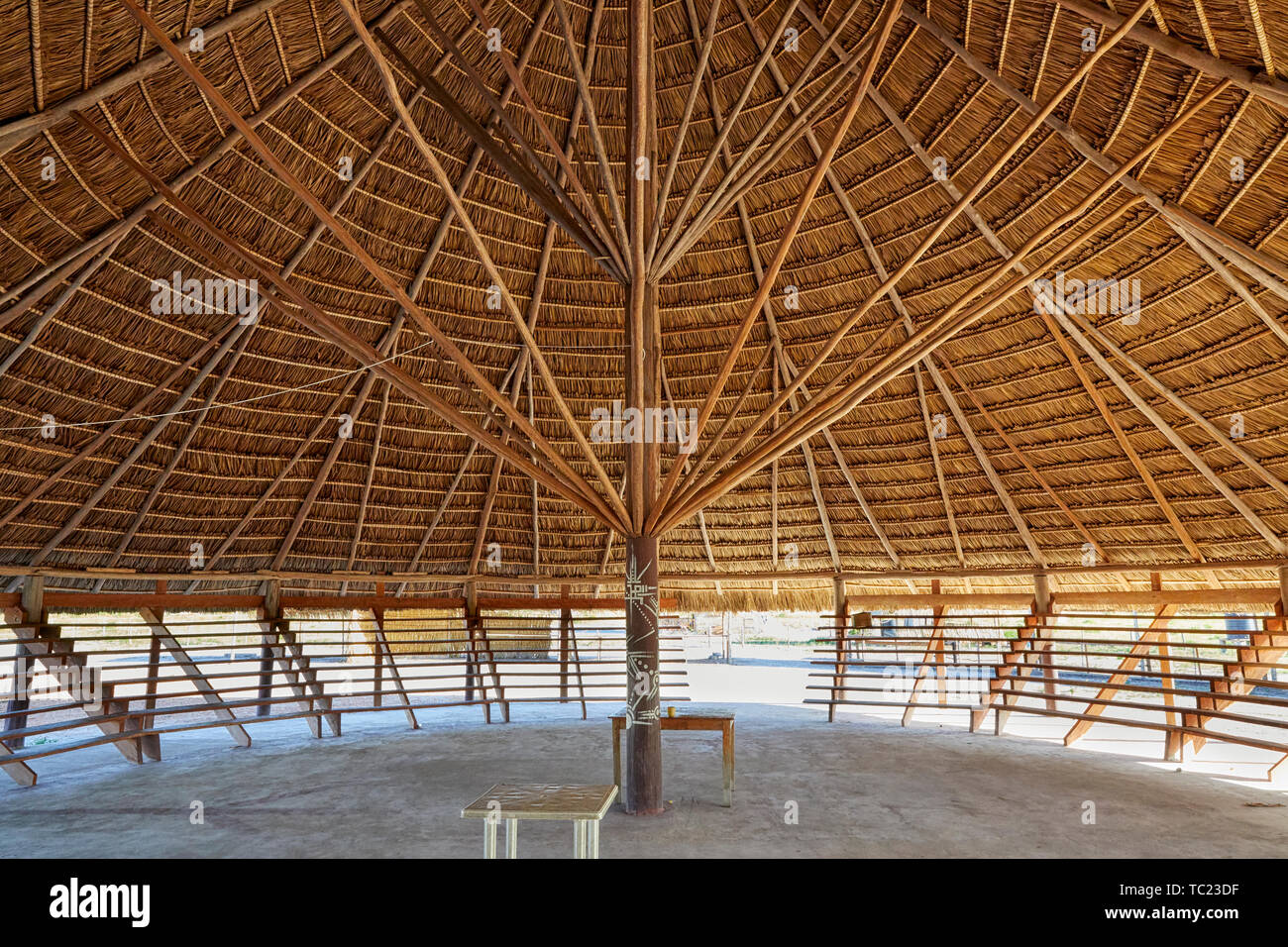 Tradizionali di Amerindian Benab in Wowetta Amerindian villaggio sulla strada Linden-Lethem in Guyana America del Sud Foto Stock