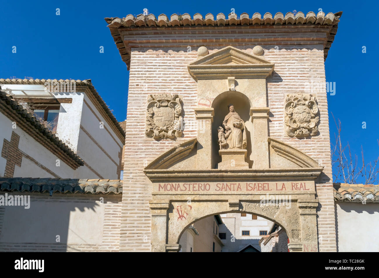 Ingresso al Monasterio di Santa Isabel la Real nella Albayzin, Granada, provincia di Granada, Andalusia, Spagna meridionale. La Alhambra e Generalife e Albay Foto Stock