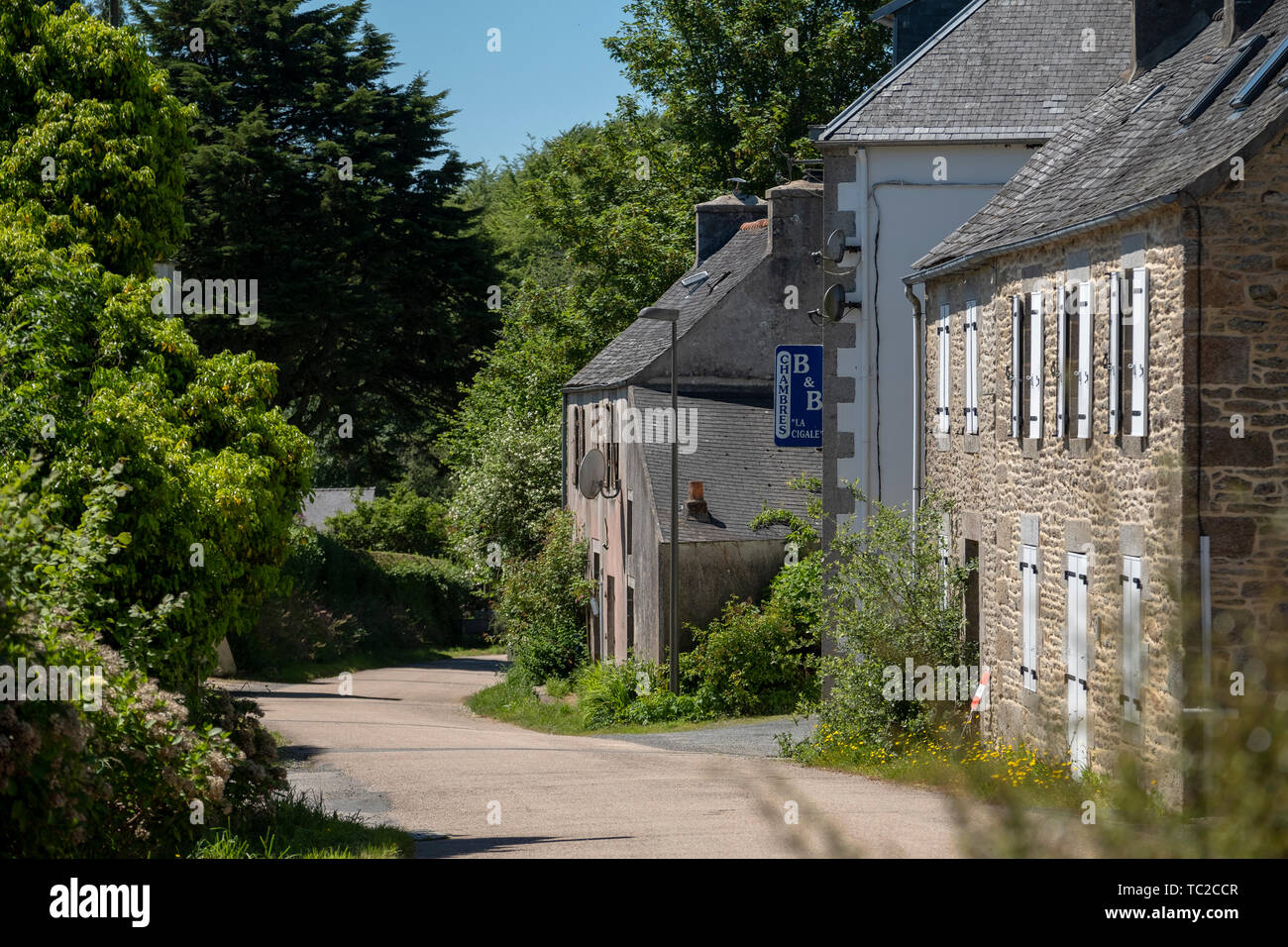 La Feuillée village in Bretagna, a nord-ovest della Francia. Foto Stock