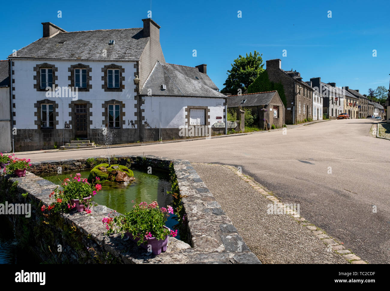 La Feuillée village in Bretagna, a nord-ovest della Francia. Foto Stock