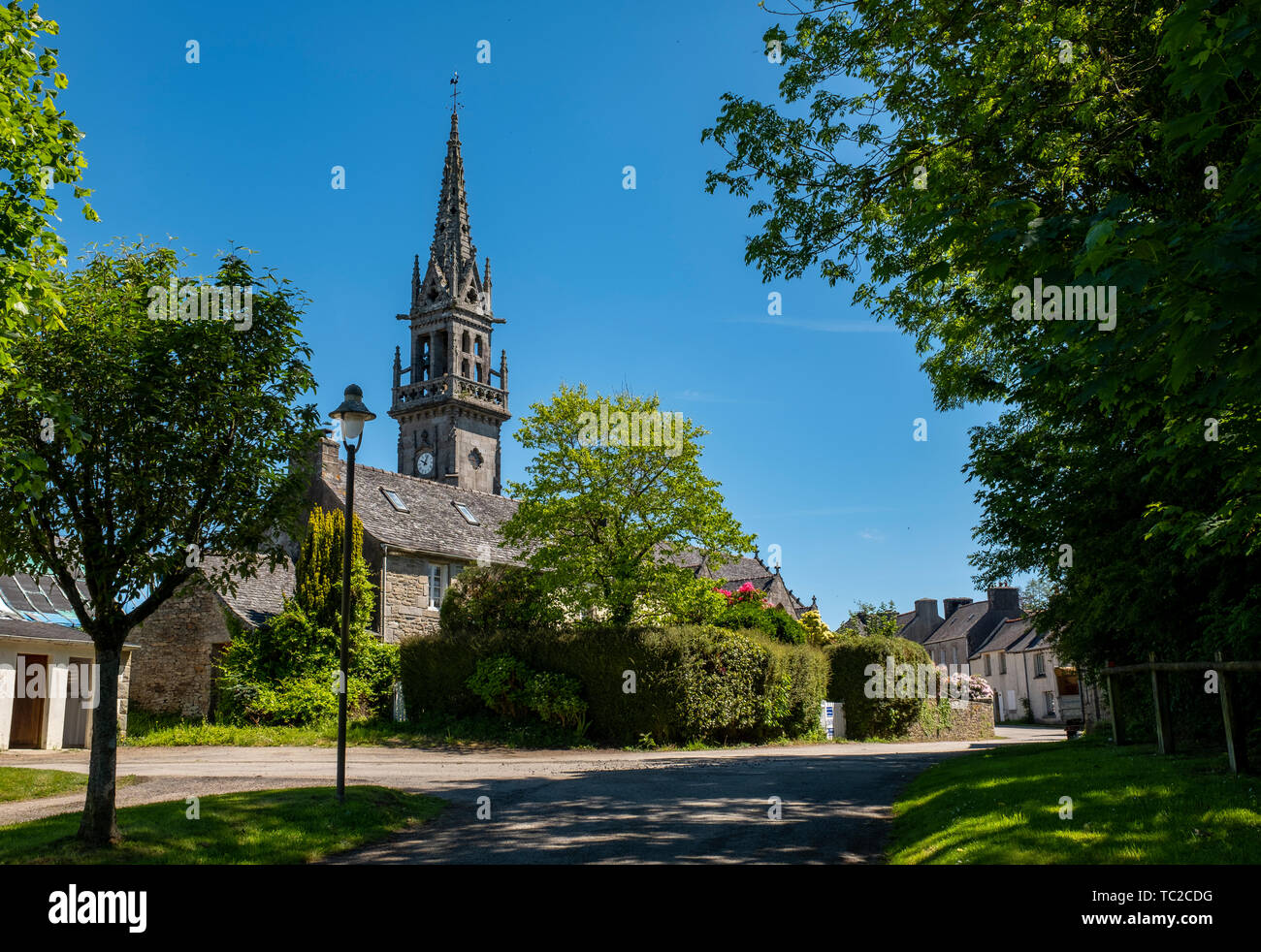 La Feuillée village in Bretagna, a nord-ovest della Francia. Foto Stock