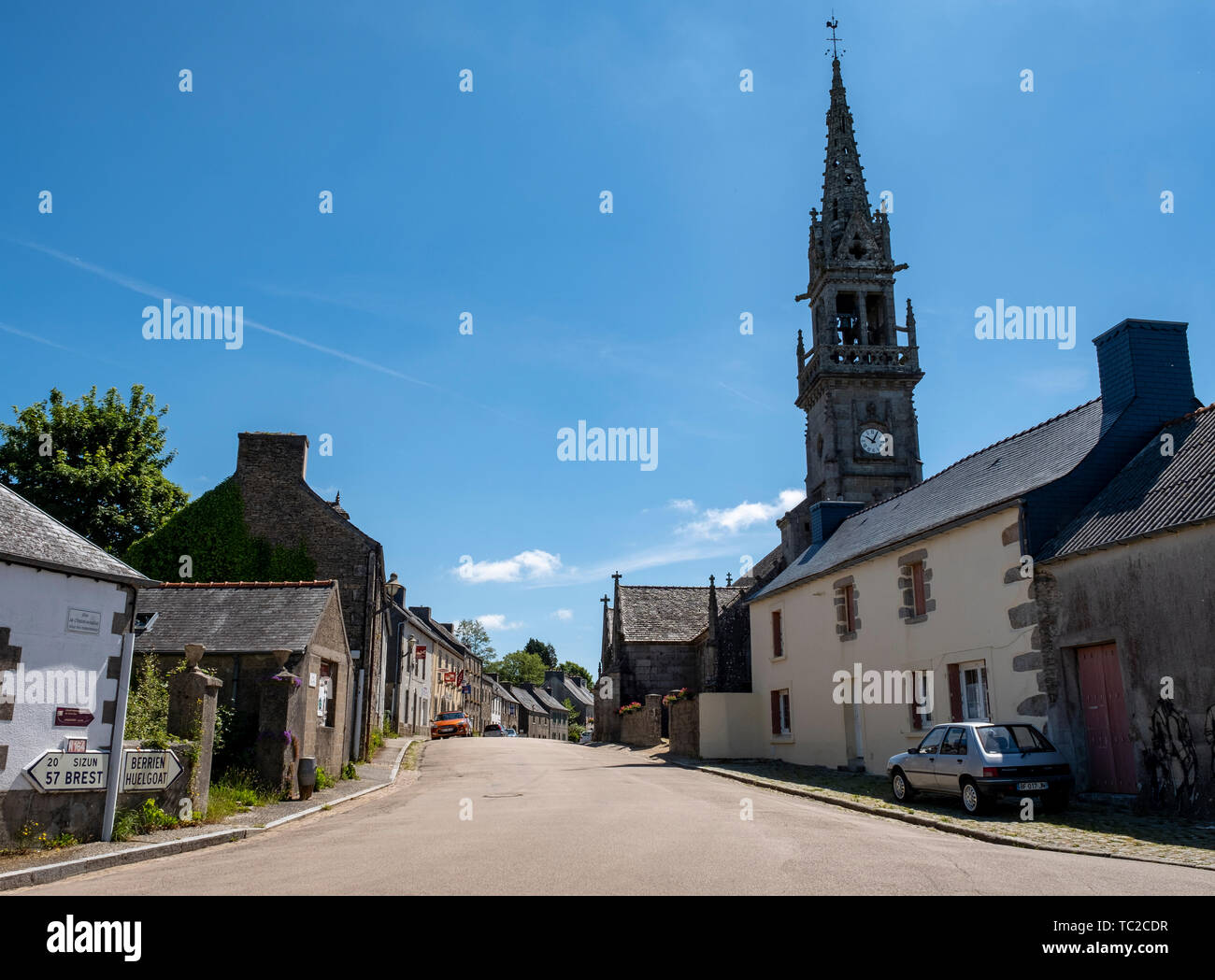 La Feuillée village in Bretagna, a nord-ovest della Francia. Foto Stock