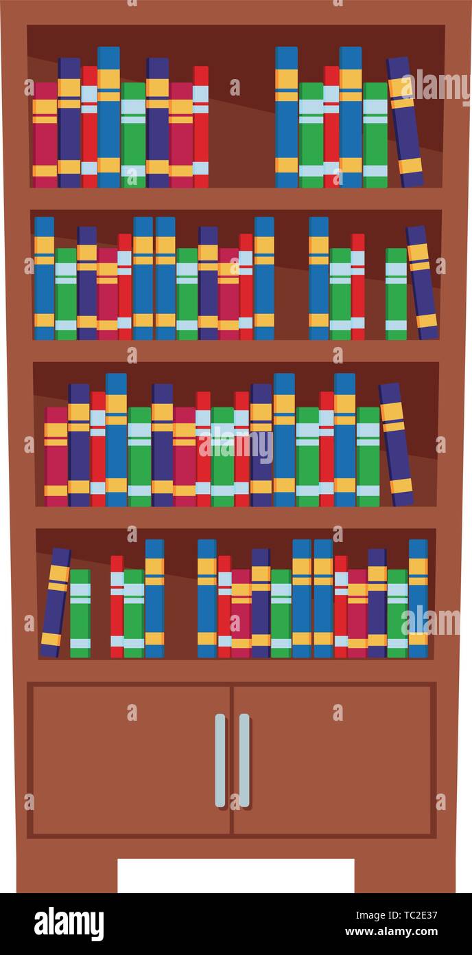 Scaffale pieno di libri icona cartoon Illustrazione Vettoriale