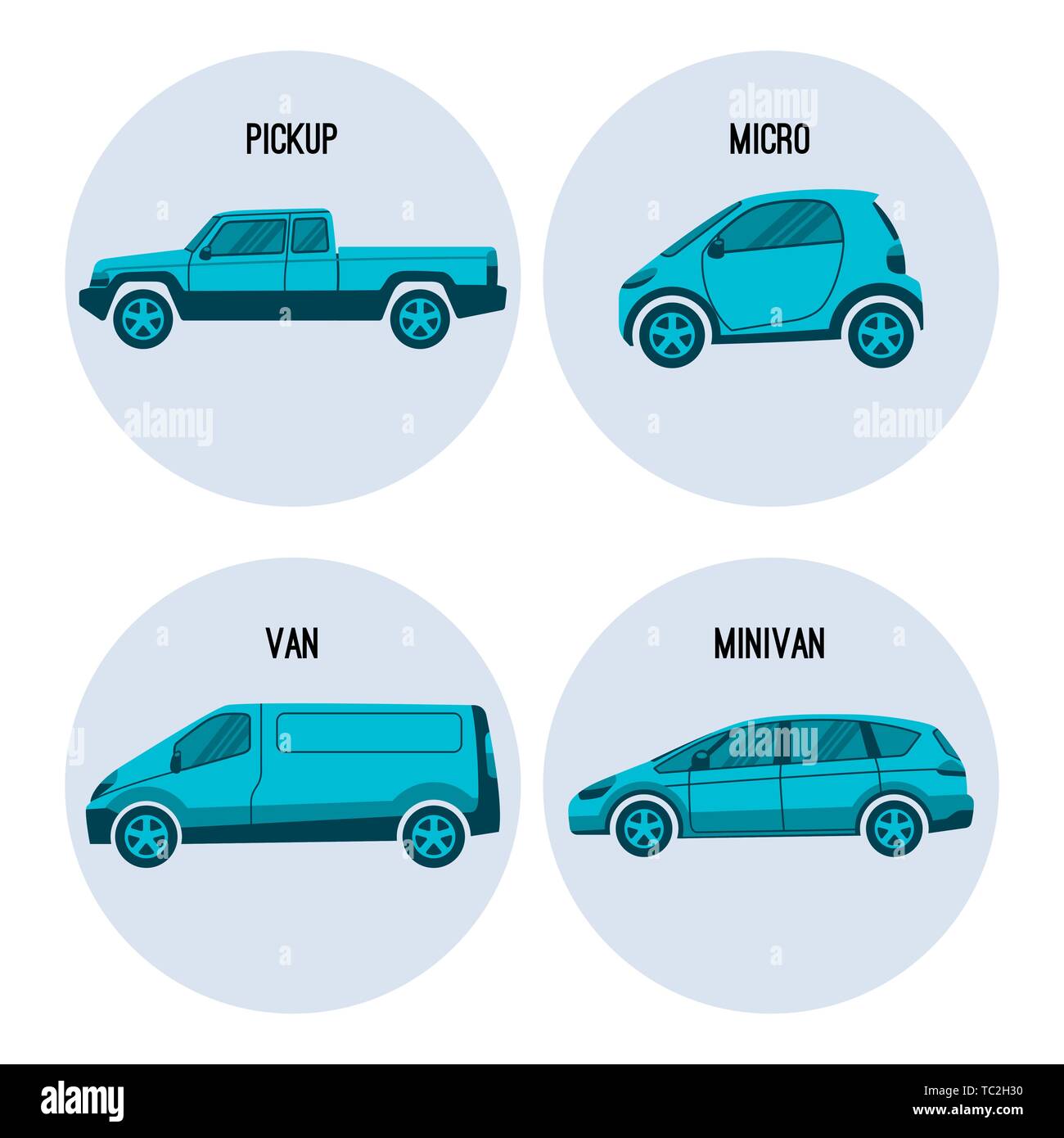 Camioncino, Microcar, van veicolo stradale, minivan multiuso vettore di automobile Illustrazione Vettoriale