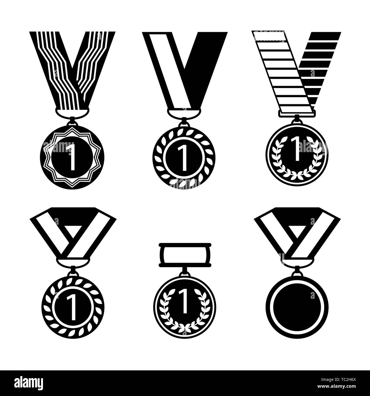 Vector colorata collezione di medaglie di oro con il primo numero Illustrazione Vettoriale