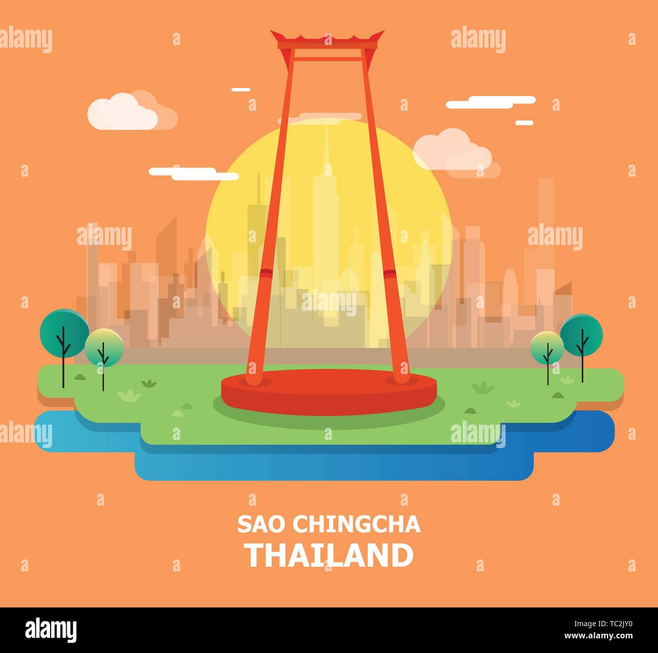 Sao Chingcha famosa attrazione turistica in Thailandia illustrazione.vettore Illustrazione Vettoriale