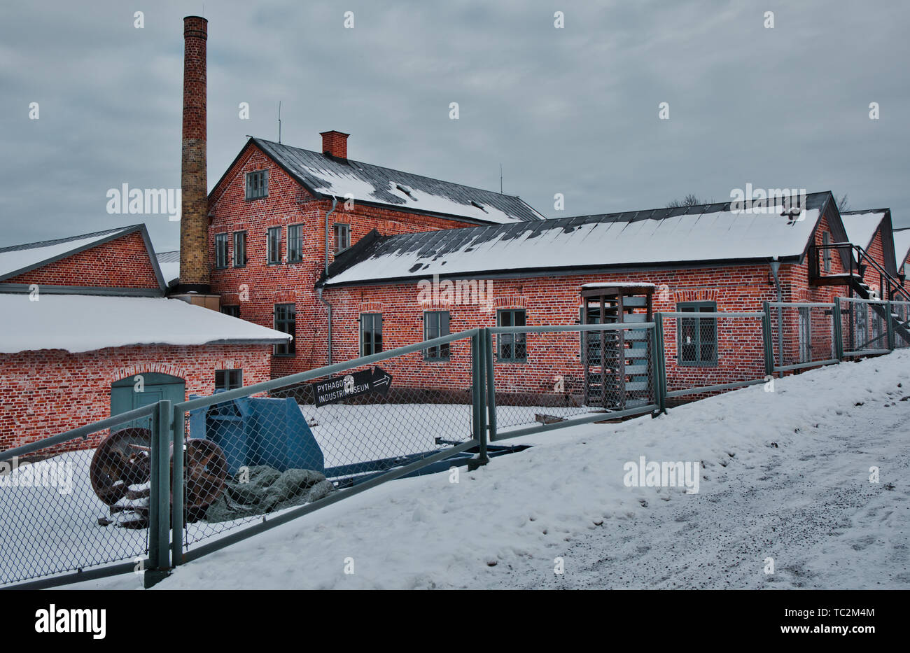 Pitagora Industrimuseum (Pitagora Officina Meccanica museo) in inverno, Norrtälje, contea di Stoccolma, Svezia e Scandinavia Foto Stock