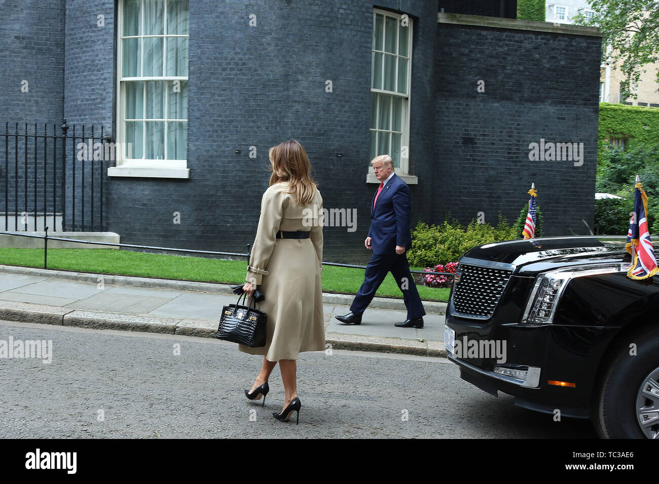 Donald Trump e Melania Trump, Stati Uniti d'America visita presidenziale per il Regno Unito, Downing Street, Londra, Regno Unito, 04 giugno 2019, Foto di Foto Stock