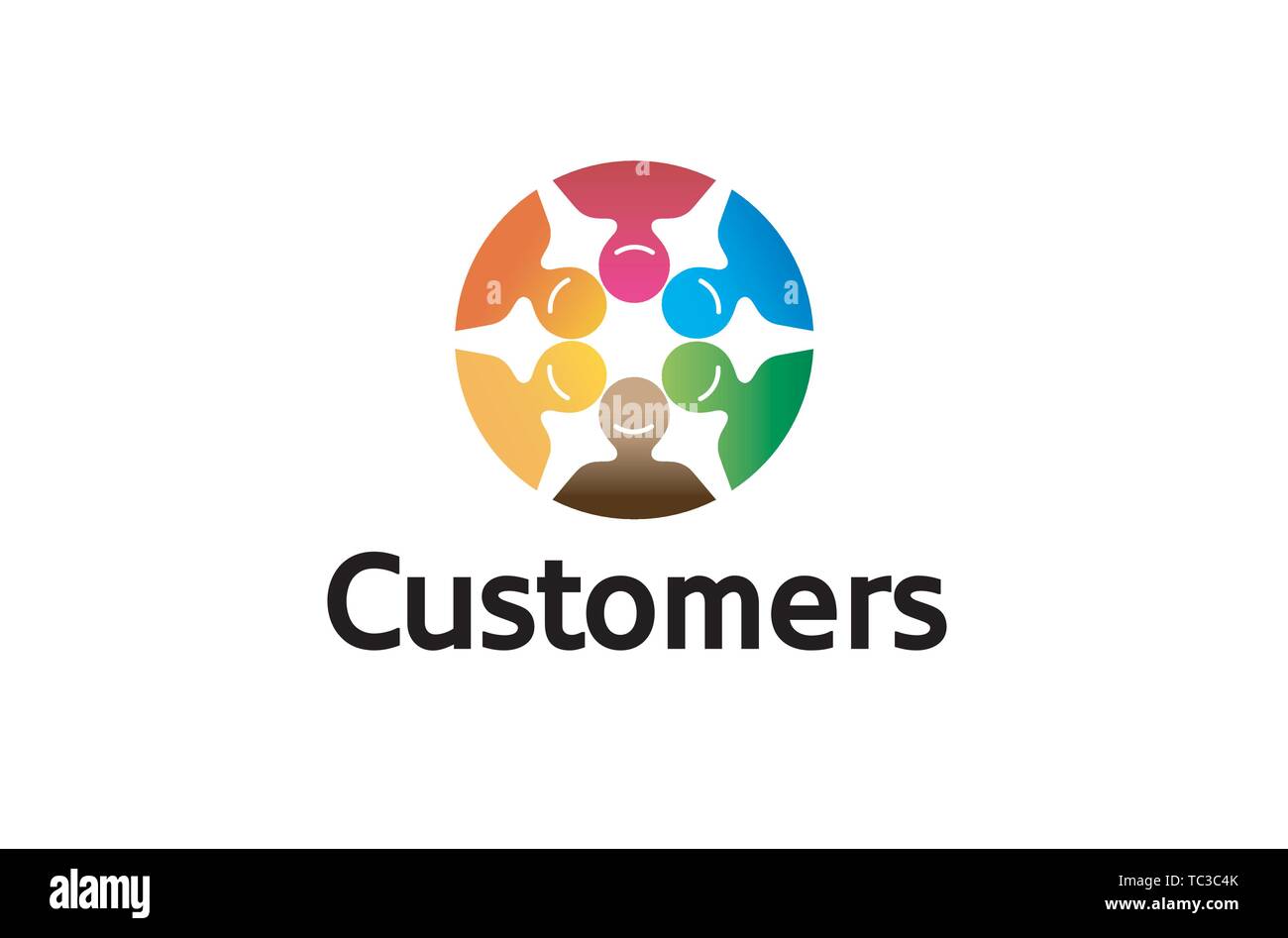 Creative Colorful People Circle Crowd Logo Design Illustrazione Illustrazione Vettoriale