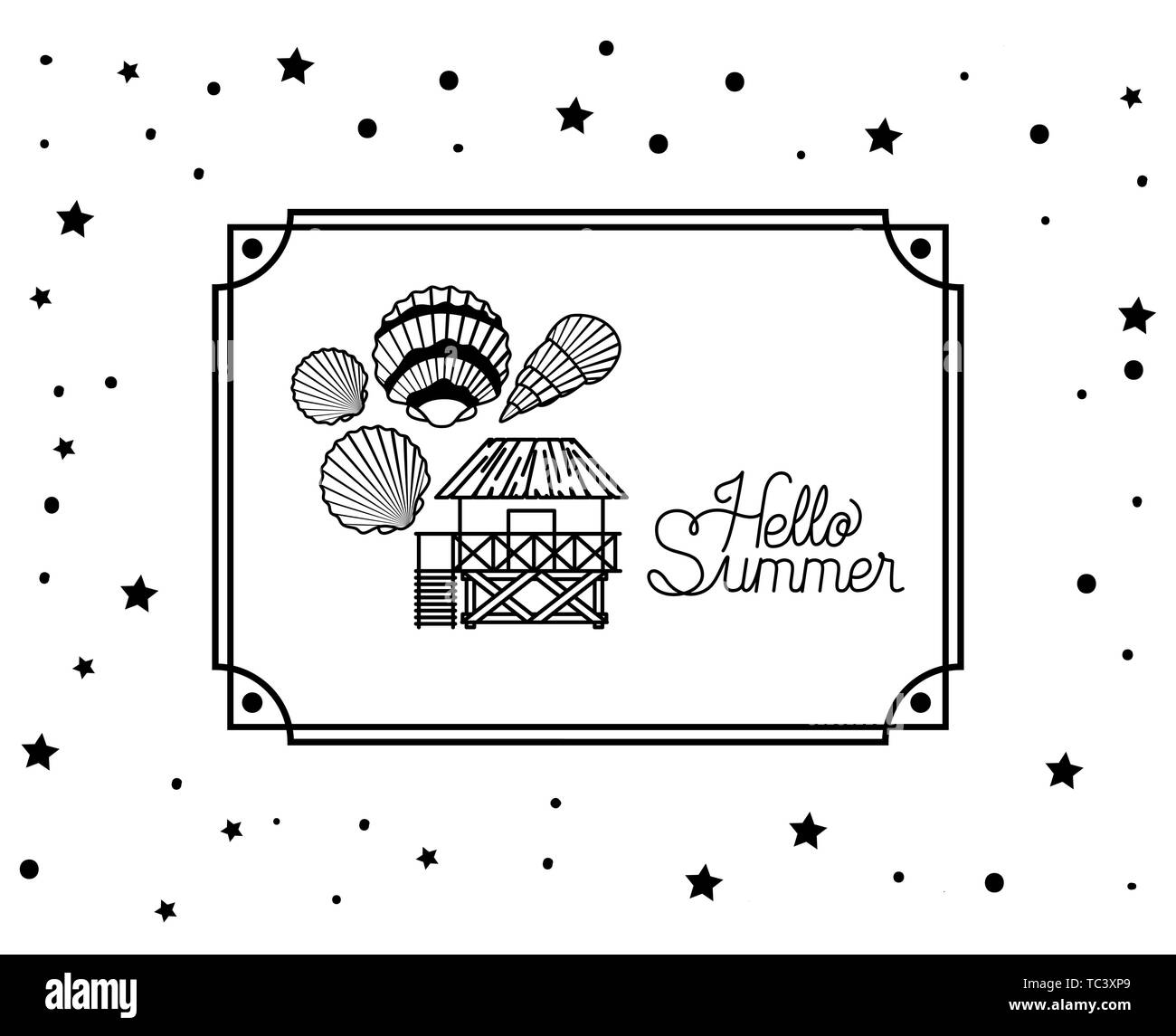 Ciao estate design telaio interno Illustrazione Vettoriale