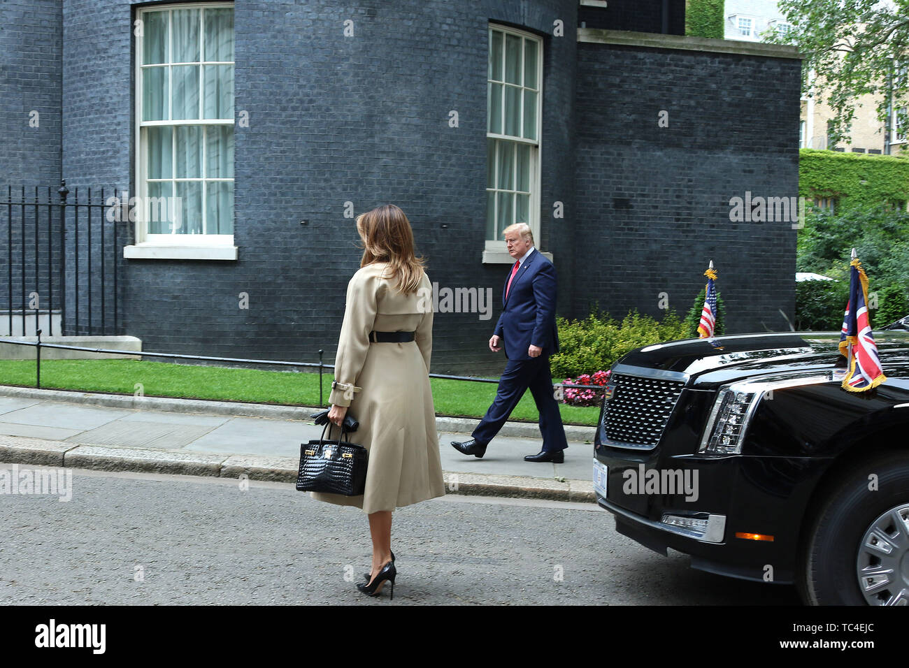 Donald Trump e Melania Trump, Stati Uniti d'America visita presidenziale per il Regno Unito, Downing Street, Londra, Regno Unito, 04 giugno 2019, Foto di Foto Stock