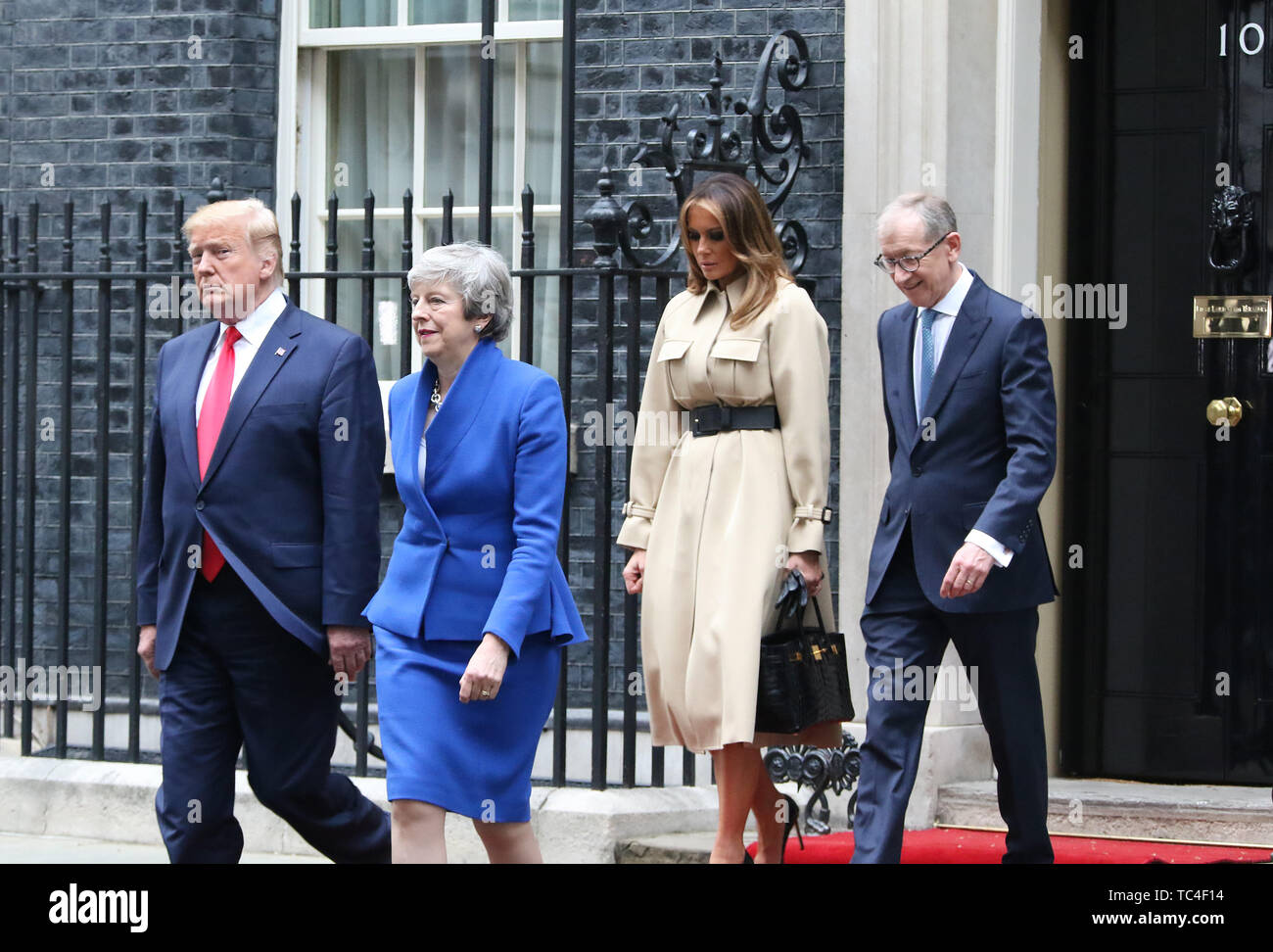 Philip può Theresa Maggio, Donald Trump, Melania Trump, Stati Uniti d'America visita presidenziale per il Regno Unito, Downing Street, Londra, Regno Unito, 0 Foto Stock