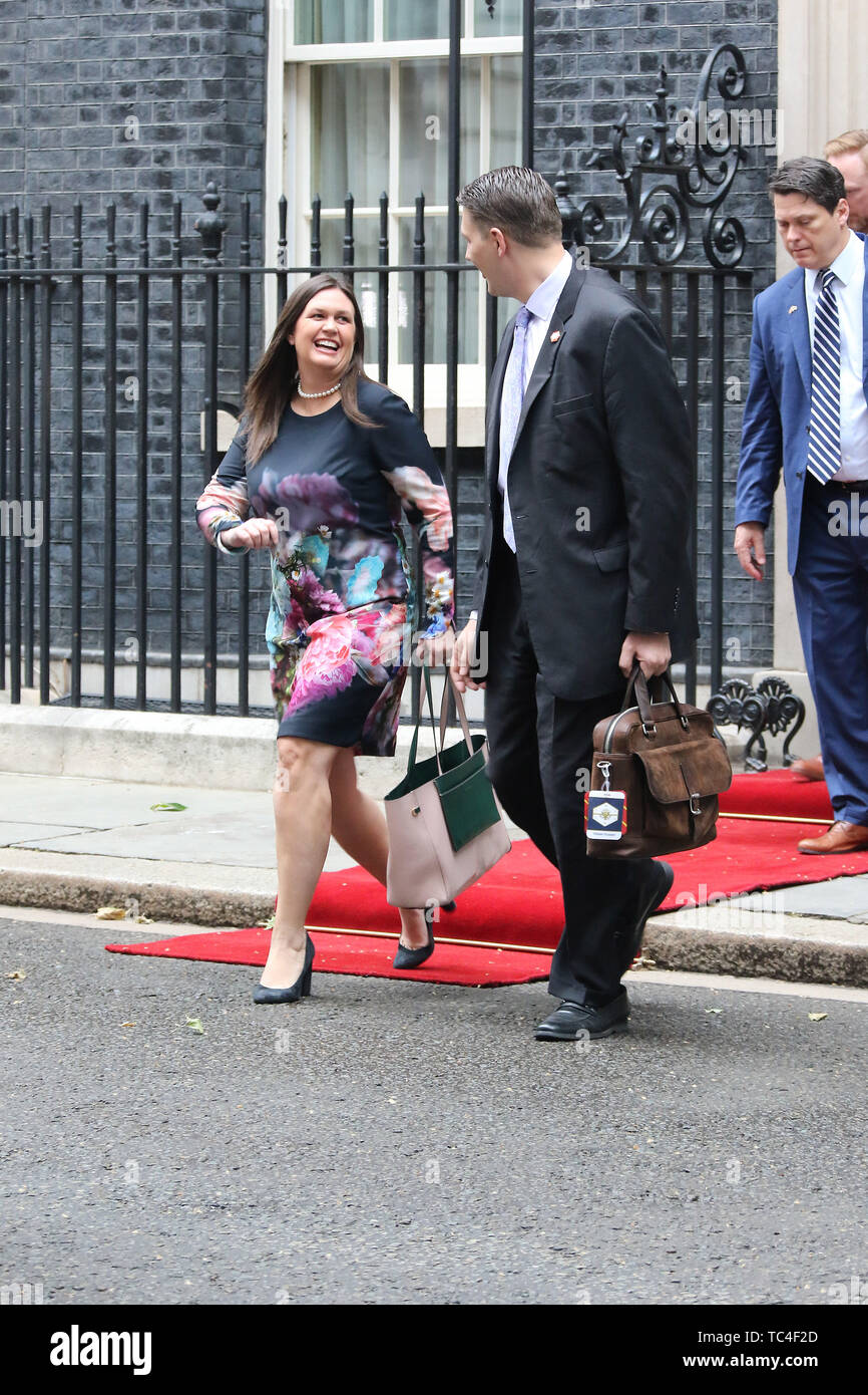 Sarah Sanders, Stati Uniti d'America visita presidenziale per il Regno Unito, Downing Street, Londra, Regno Unito, 04 giugno 2019, Foto di Richard Goldschmi Foto Stock