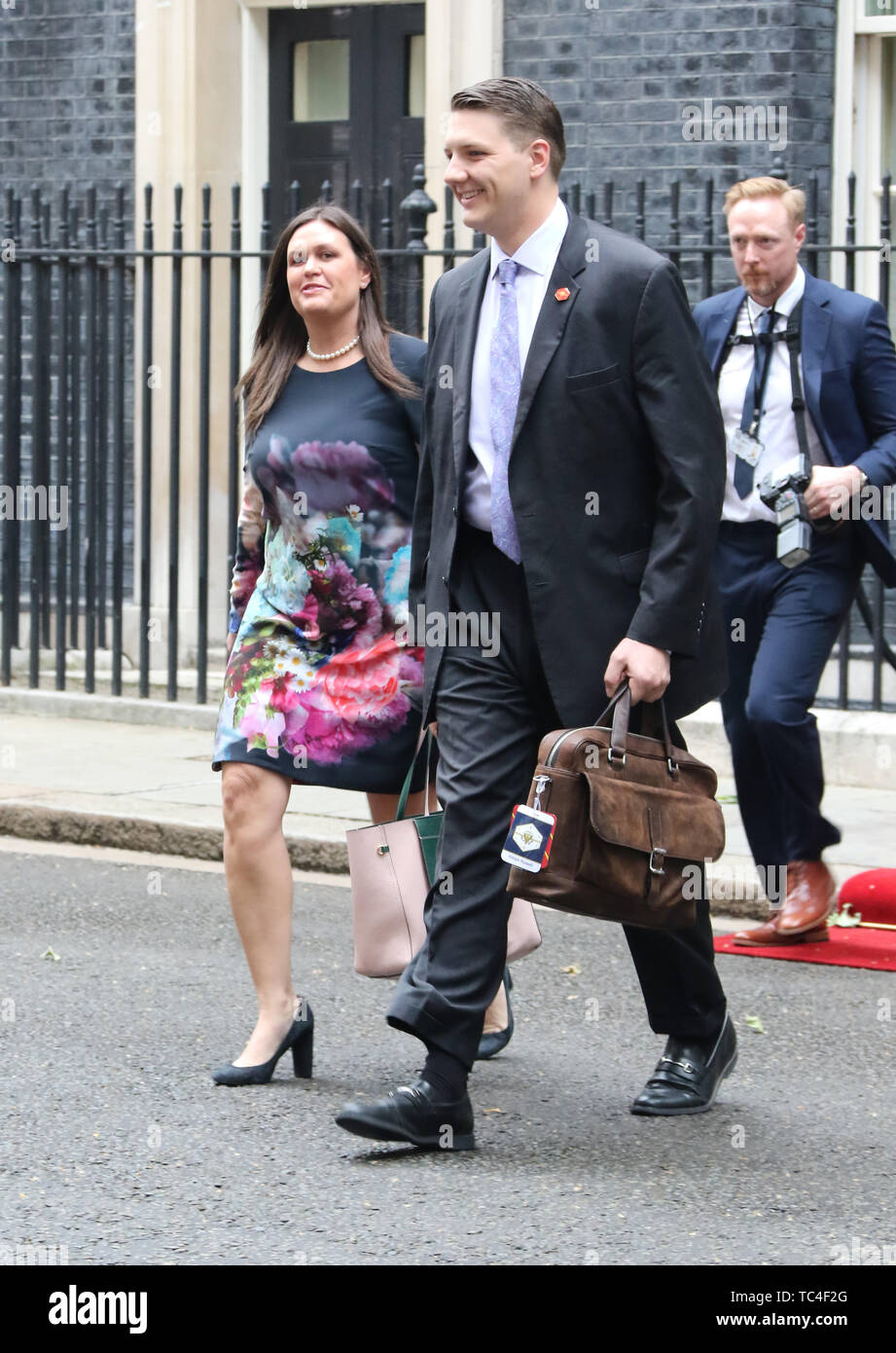 Sarah Sanders, Stati Uniti d'America visita presidenziale per il Regno Unito, Downing Street, Londra, Regno Unito, 04 giugno 2019, Foto di Richard Goldschmi Foto Stock