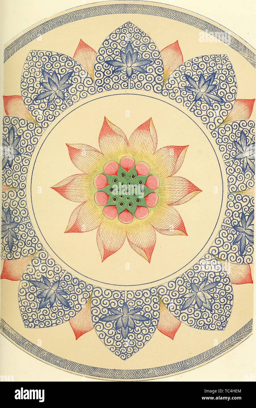 Incisione di cinese di arte decorativa, dal libro "Esempi di ornamento cinesi selezionati da oggetti nel South Kensington museum e altre collezioni' da Jones Owen, 1867. La cortesia Internet Archive. () Foto Stock