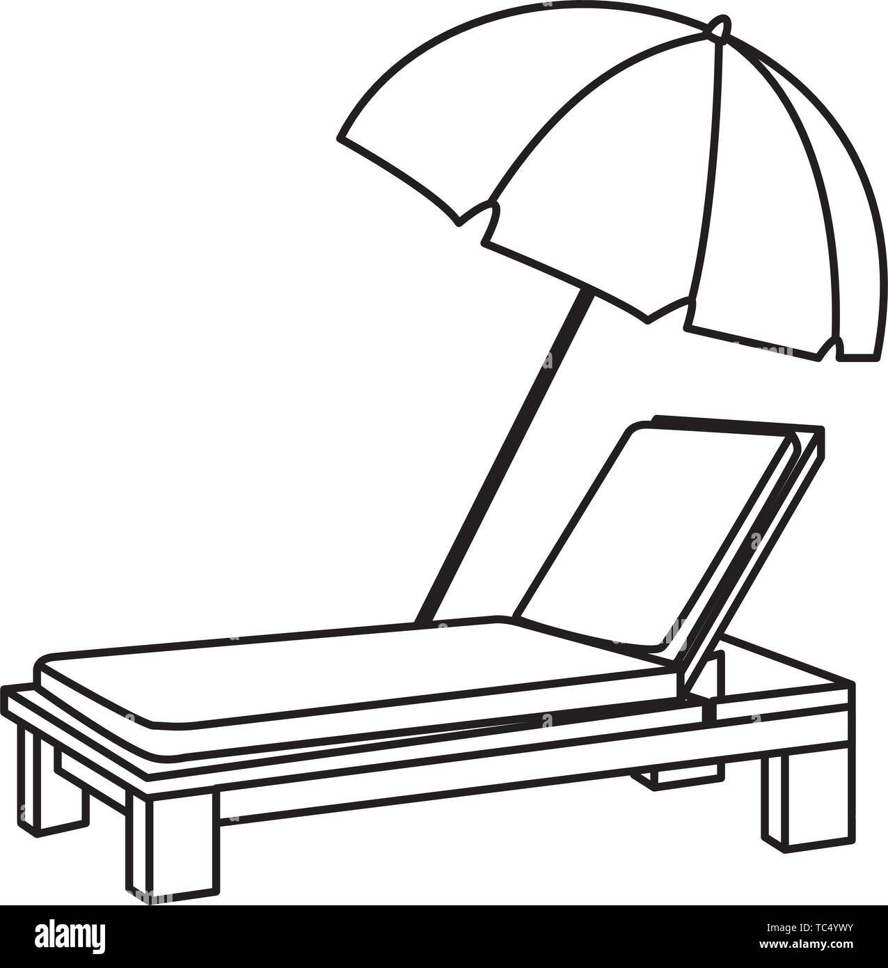 Spiaggia sedia a sdraio e ombrellone cartoon in bianco e nero Immagine e Vettoriale - Alamy