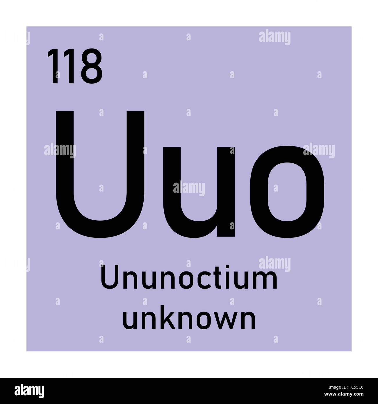 Illustrazione della tavola periodica Ununoctium simbolo chimico Illustrazione Vettoriale