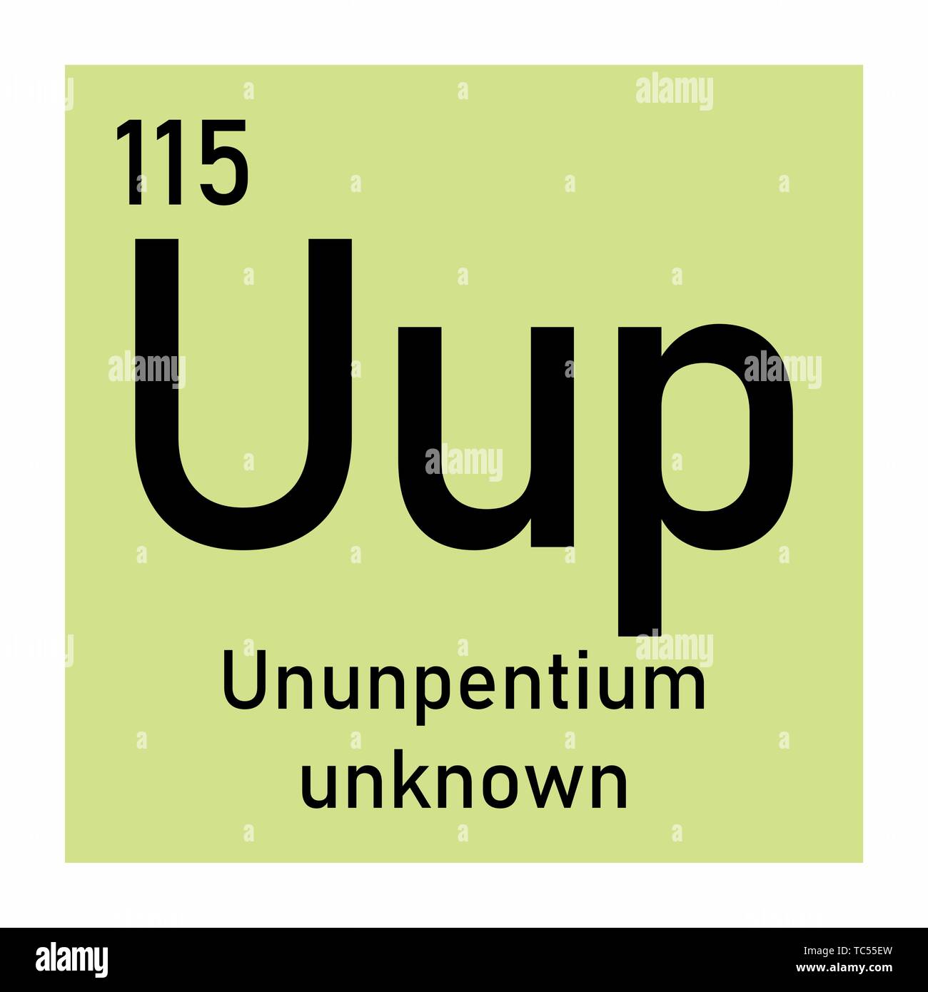 Illustrazione della tavola periodica Ununpentium simbolo chimico Illustrazione Vettoriale