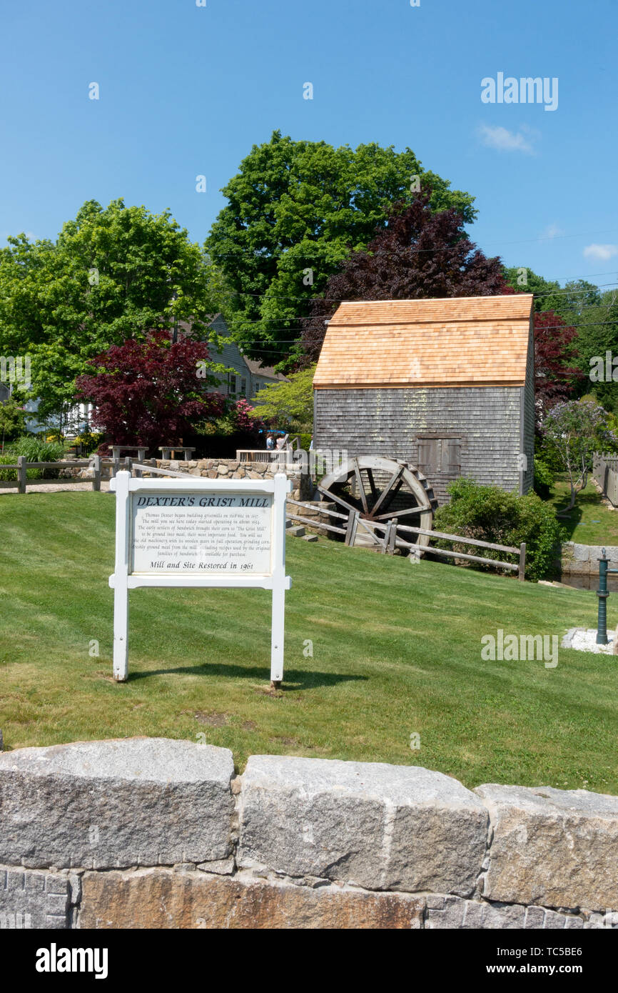 New Scenic 5 posti del Dexter Grist Mill in sandwich, Cape Cod, Massachusetts, STATI UNITI D'AMERICA Foto Stock