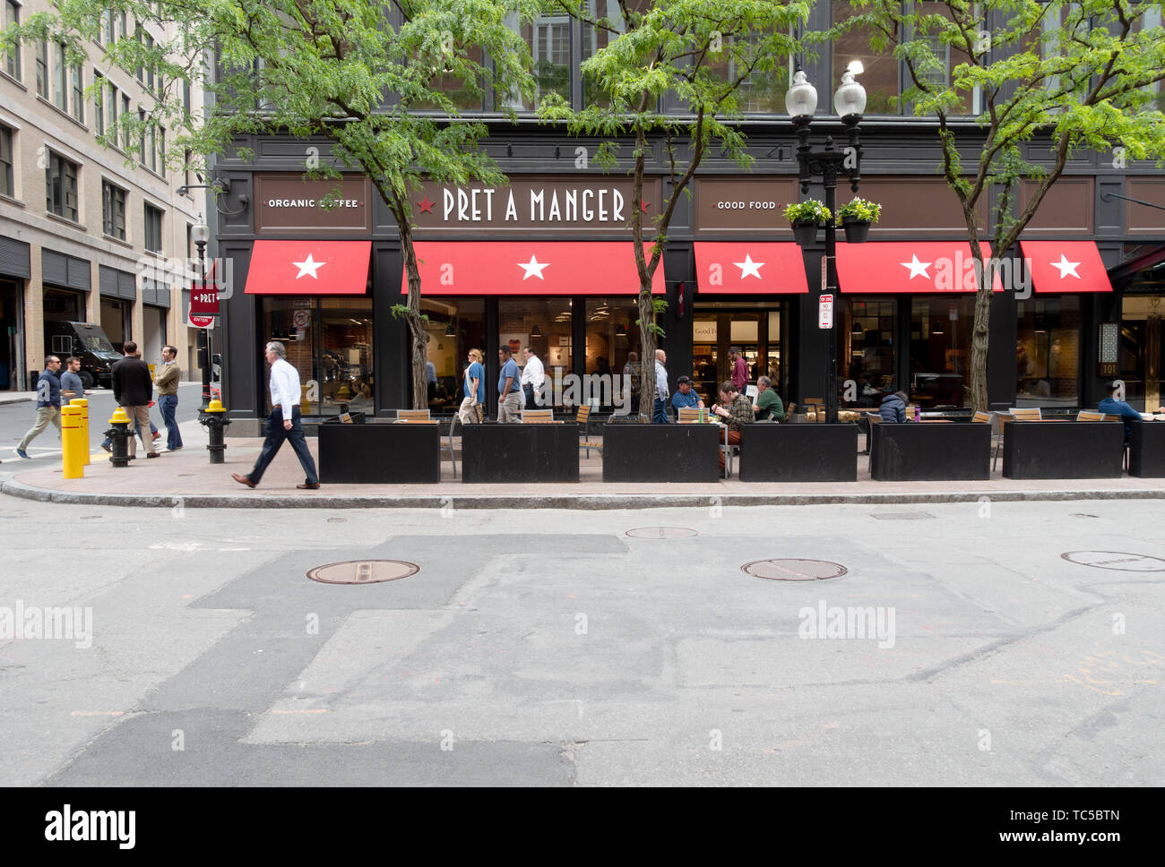 Pret a Manger ristorante caffetteria sulla strada federale di Boston, Massachusetts Foto Stock