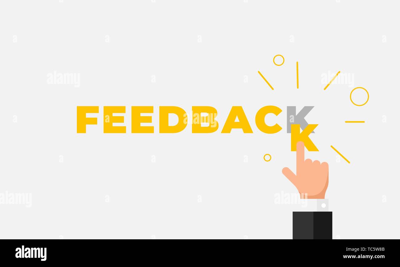 Feedback online, la reputazione di qualità, clienti di esaminare il concetto di stile piatto. Imprenditore mano puntare il dito la lettera K in parola come cinque stelle. Vec Illustrazione Vettoriale