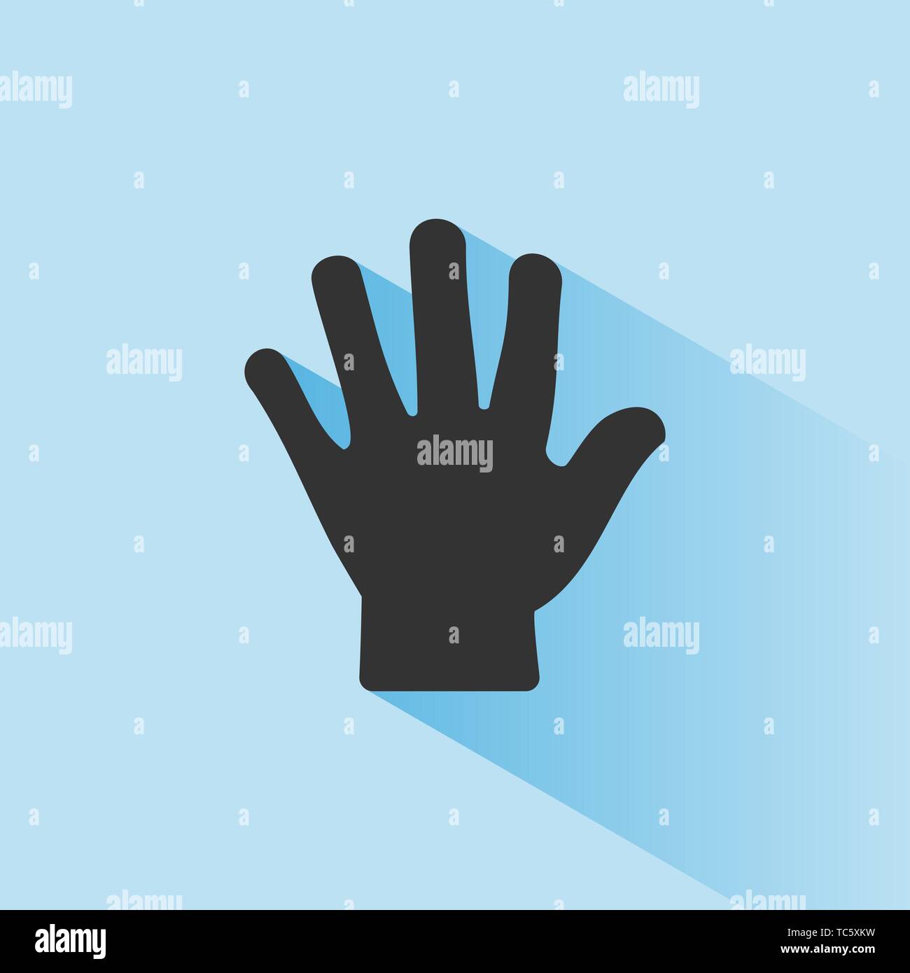 Corpo rileva il tatto. Icona della mano con ombra su sfondo blu. Illustrazione Vettoriale Illustrazione Vettoriale