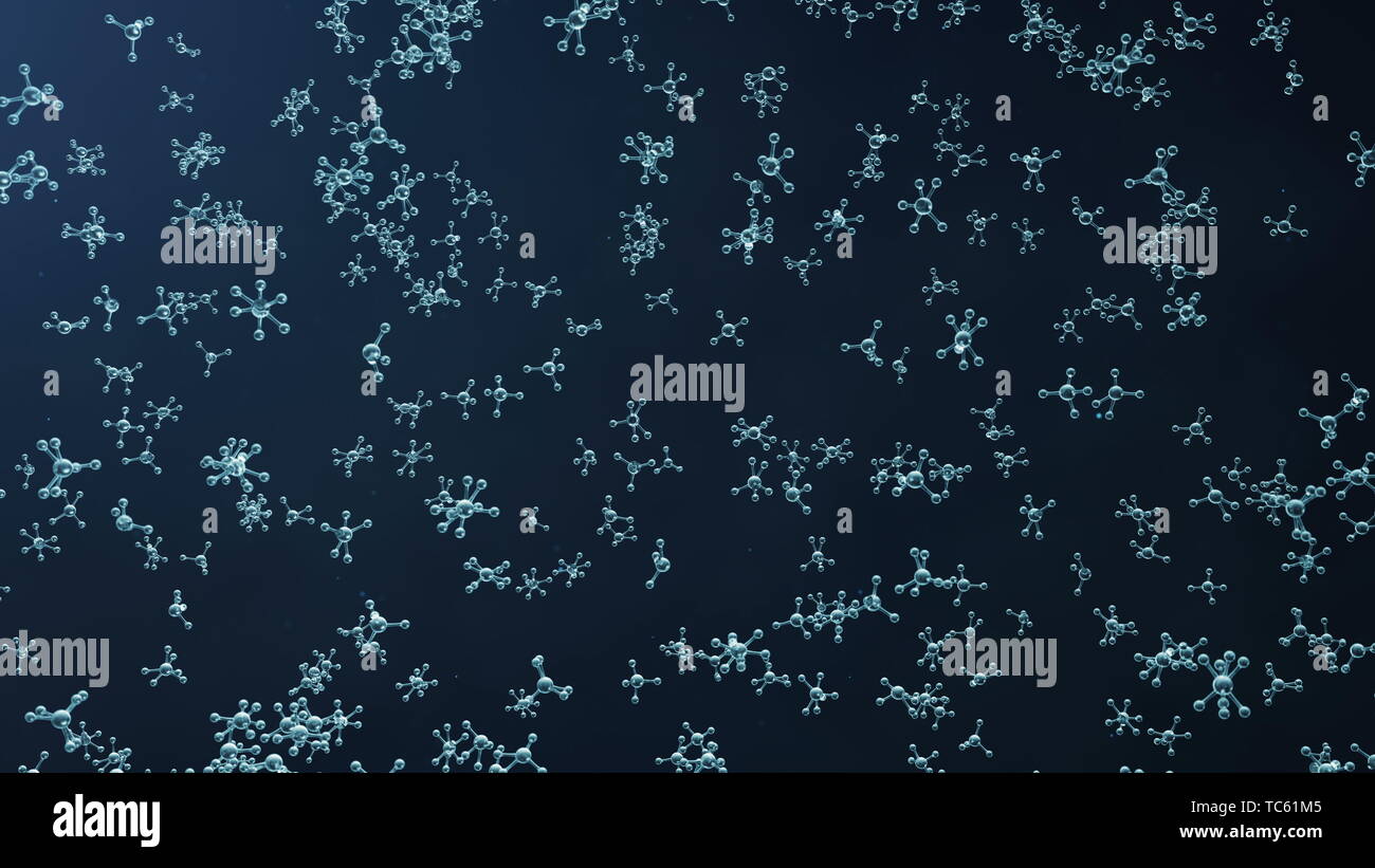 3D rendering molecola struttura. Medico scientifico sfondo con atomi e molecole. Animazione scientifica per il vostro banner, flyer, modello, testo. Foto Stock