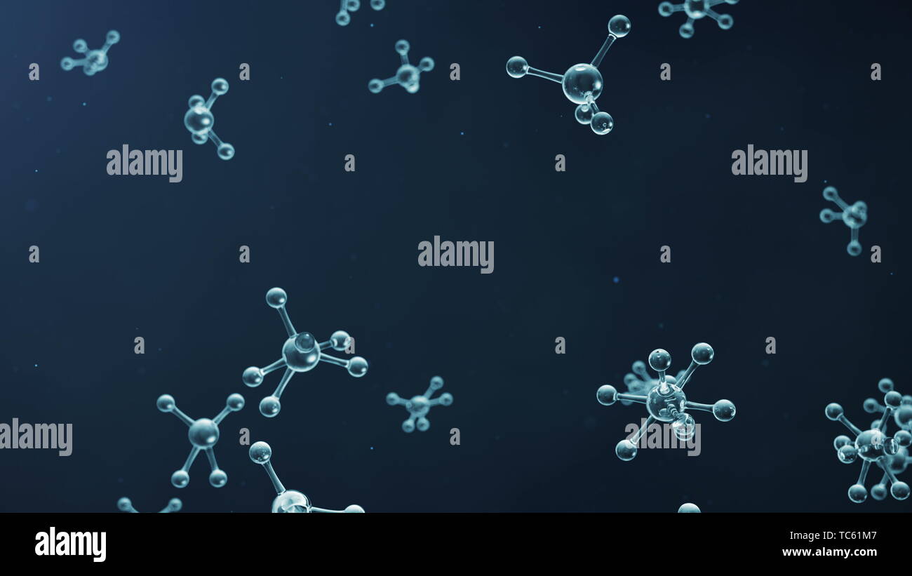 3D rendering molecola struttura. Medico scientifico sfondo con atomi e molecole. Animazione scientifica per il vostro banner, flyer, modello, testo. Foto Stock