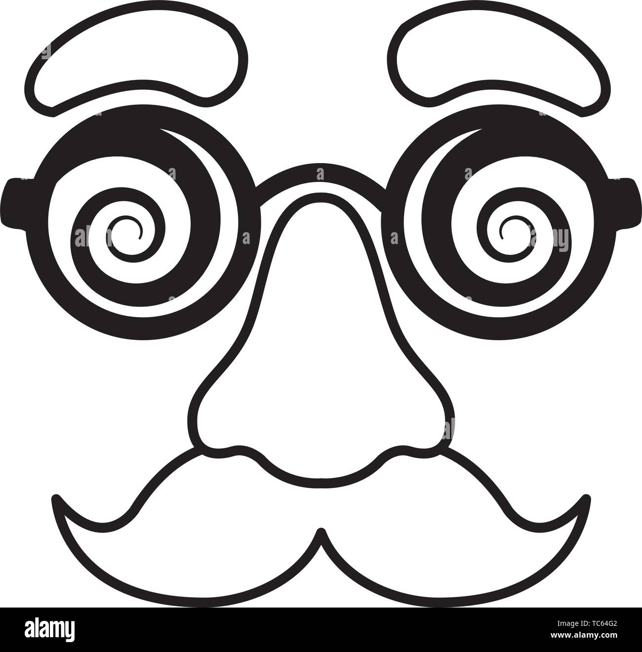 Baffi finti naso e occhiali maschera in bianco e nero Immagine e Vettoriale  - Alamy
