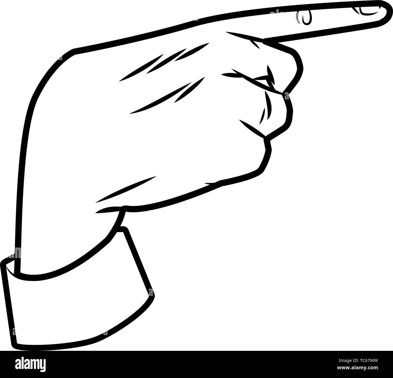 Mano icona gesto isolato del fumetto in bianco e nero Illustrazione Vettoriale