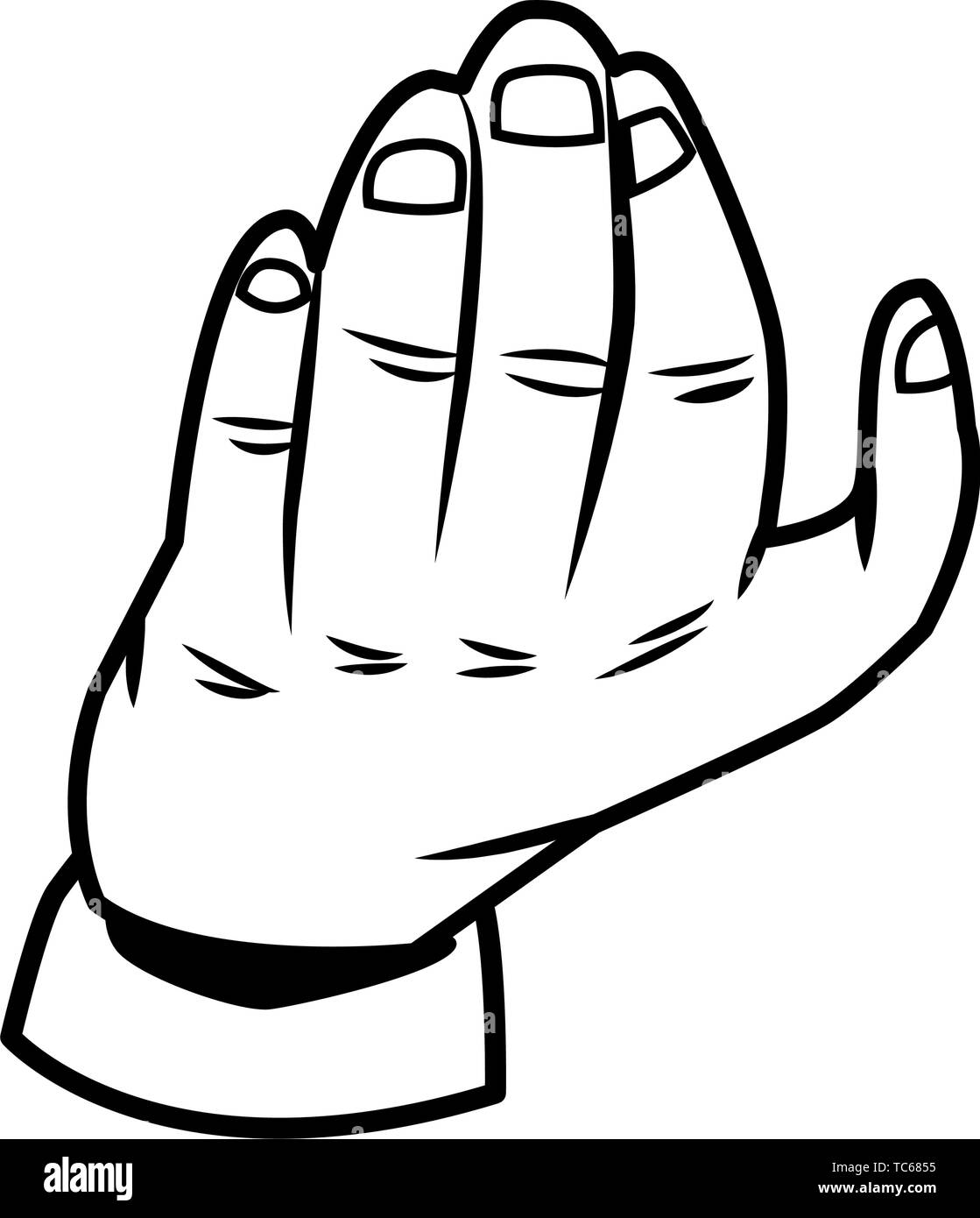 Mano icona gesto isolato del fumetto in bianco e nero Illustrazione Vettoriale