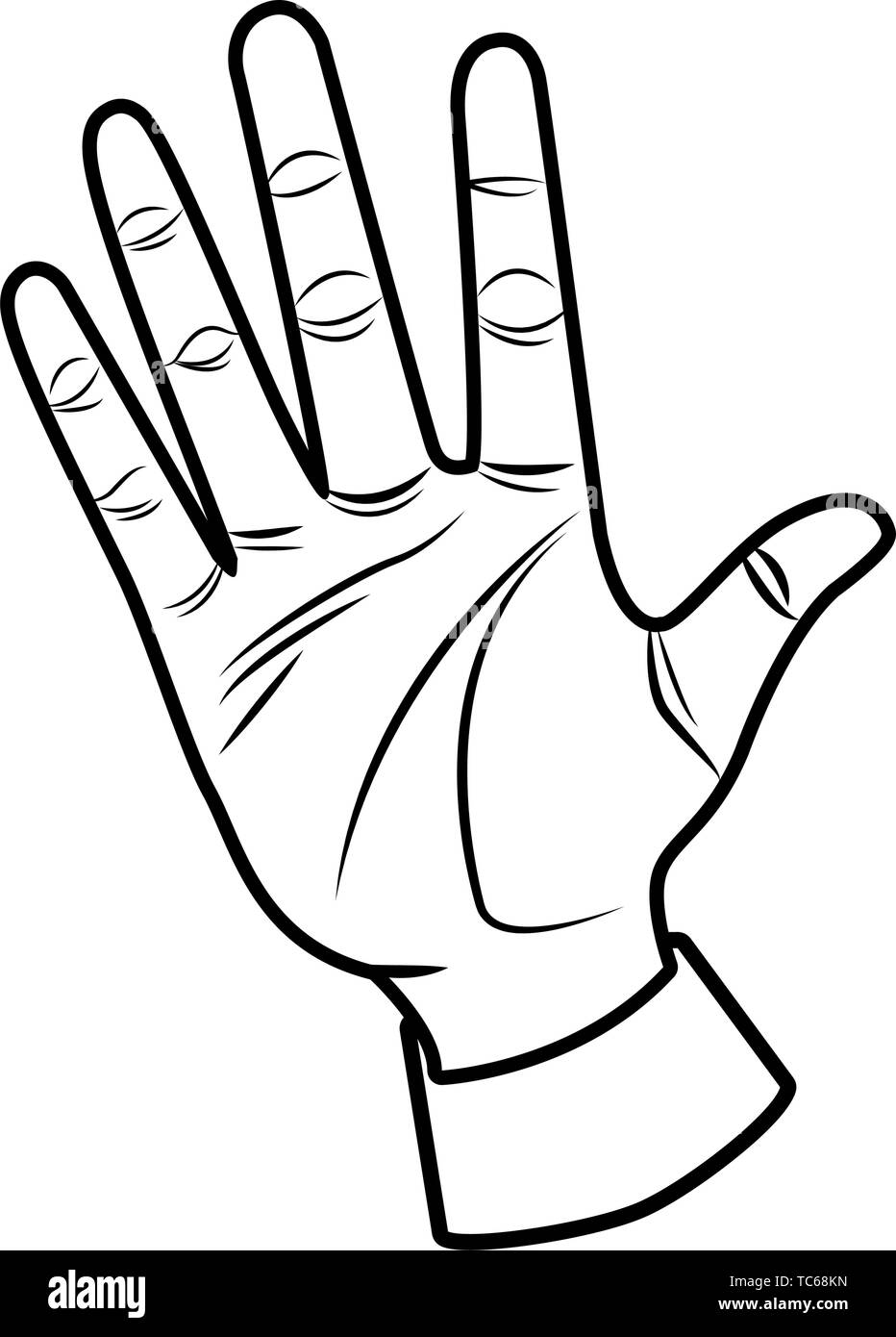 Mano icona gesto isolato del fumetto in bianco e nero Illustrazione Vettoriale