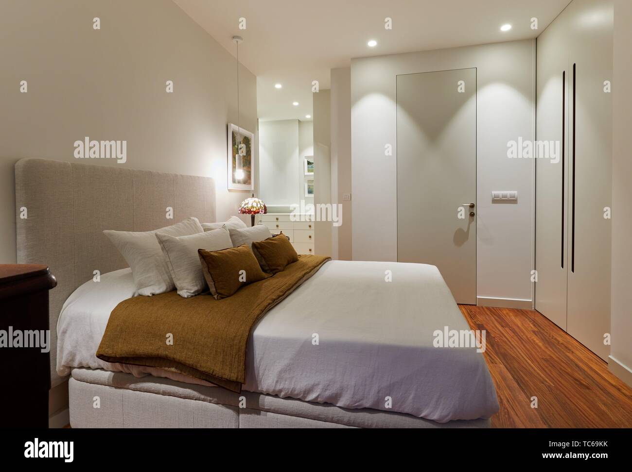 Camera da letto, Home, decorazione, Donostia, San Sebastian, Gipuzkoa, Spagna, Europa Foto Stock