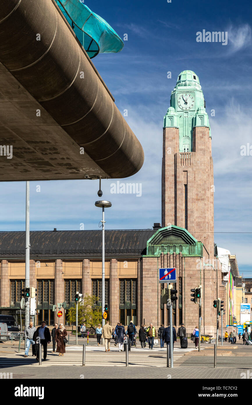 La Torre dell'orologio di Helsinki la Stazione Centrale Foto Stock