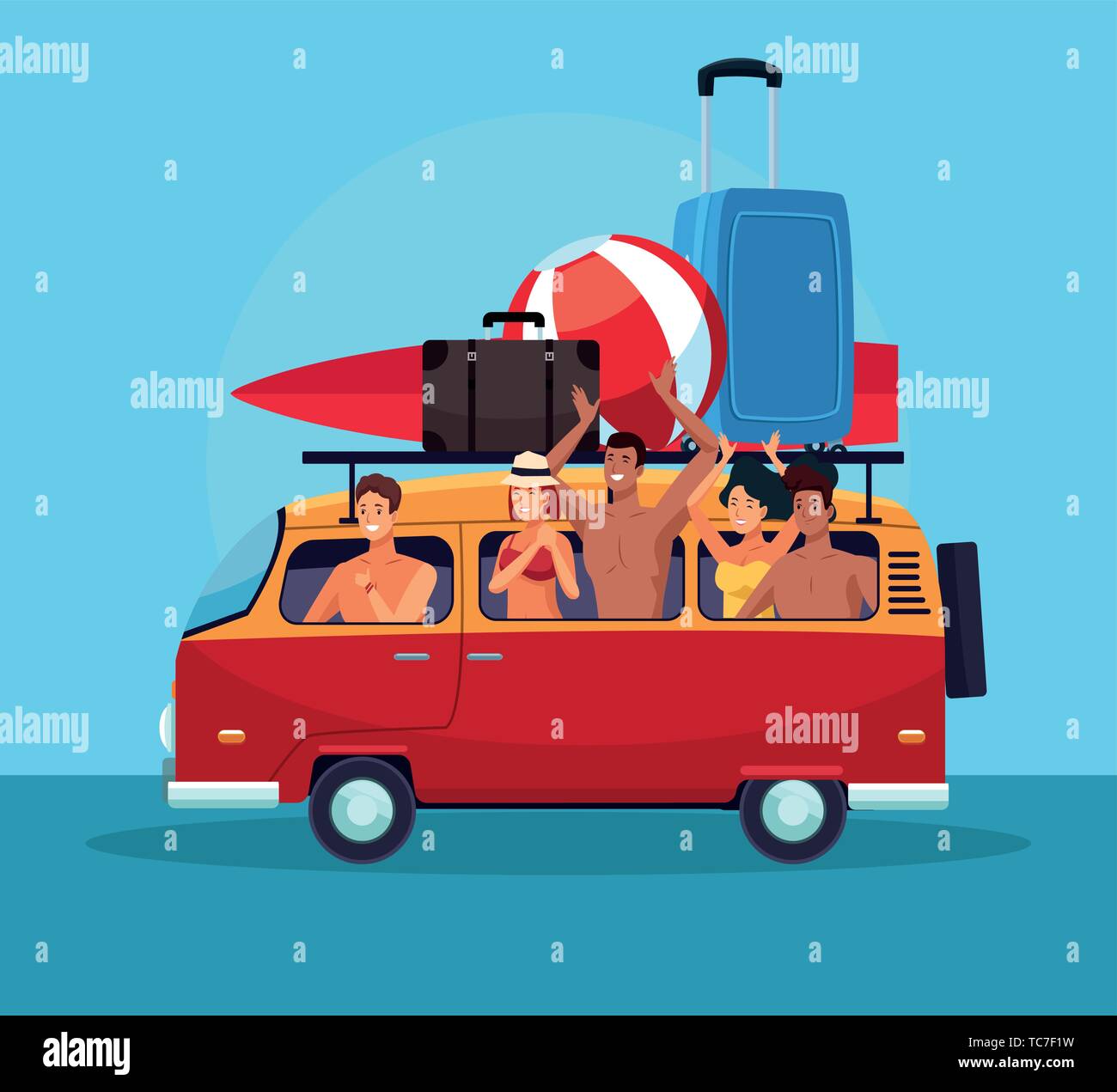 Giovane uomo in spiaggia cartoni animati Illustrazione Vettoriale