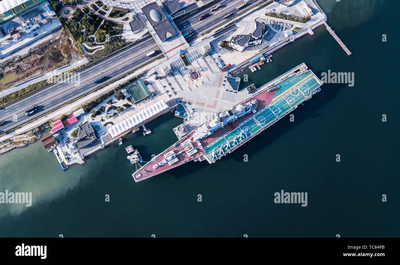 La fotografia aerea Tianjin Zhongxin Eco-City portaerei theme park Foto Stock