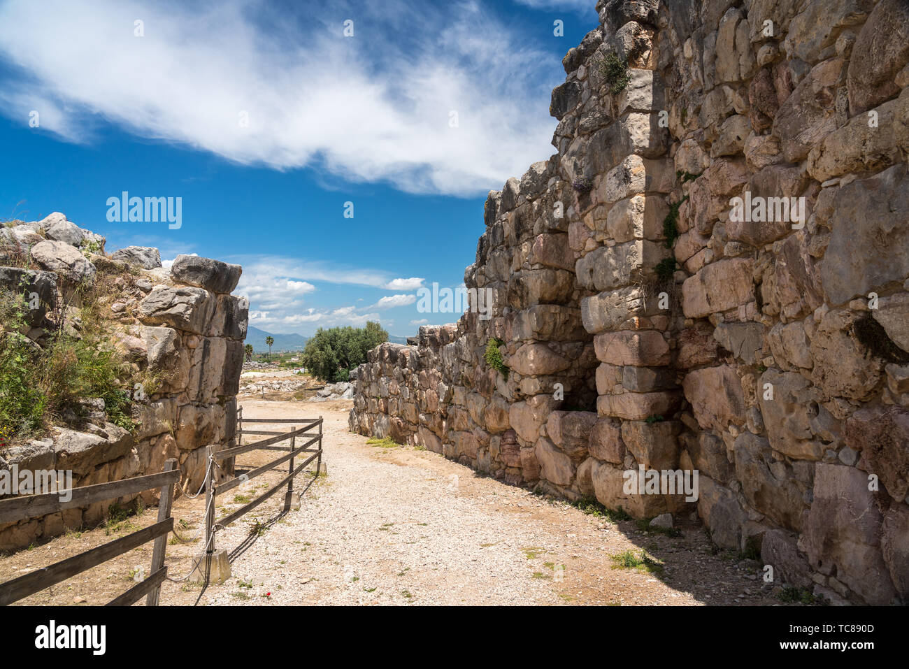 Il Greco antico sito storico di tirinto nel Peloponneso Grecia Foto Stock