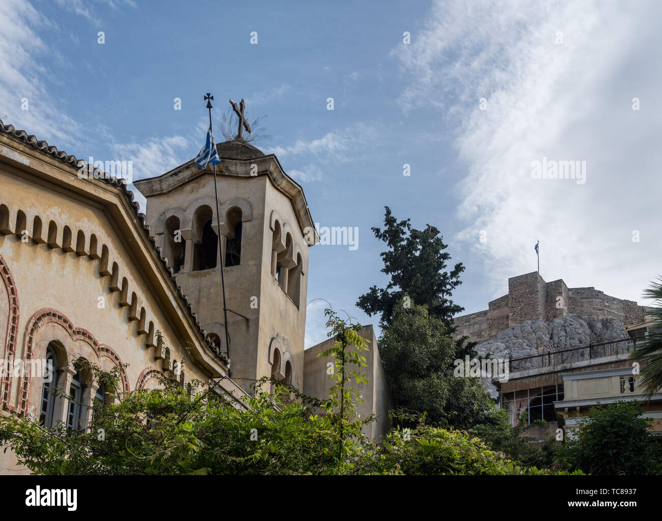 Imperiale bizantina chiesa nel quartiere di Plaka ad Atene in Grecia Foto Stock