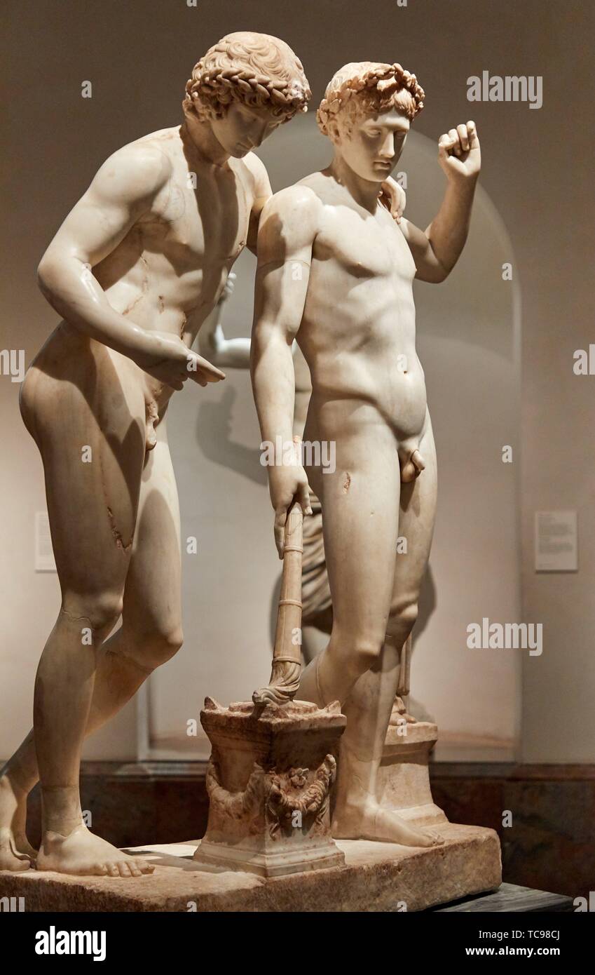 '''Oreste e Pylades o di San Ildefonso di gruppo", ca. 10 a.C., allievo di Pasiteles, al Museo del Prado di Madrid, Spagna, Europa Foto Stock