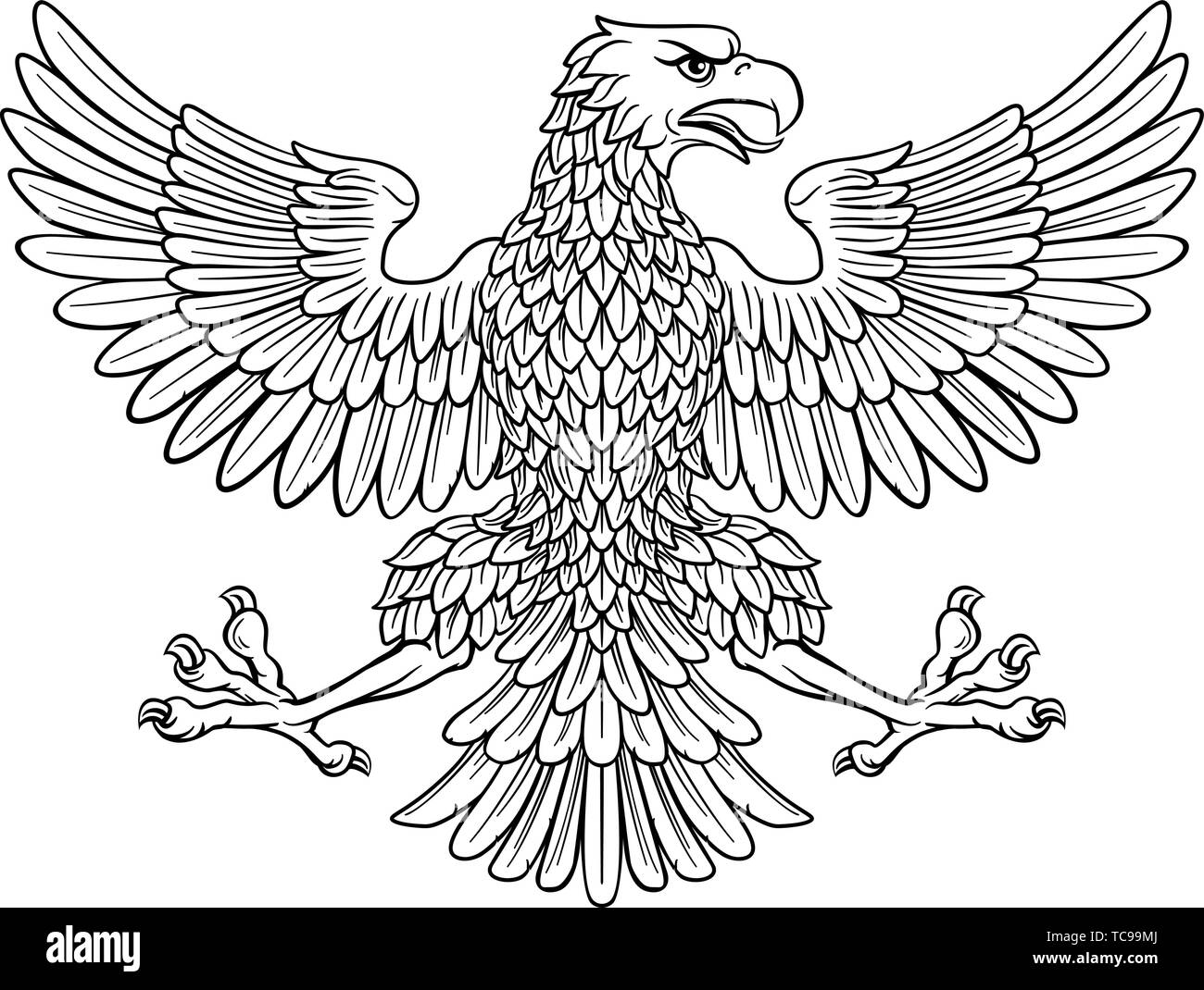 Aquila Imperiale simbolo araldico Illustrazione Vettoriale