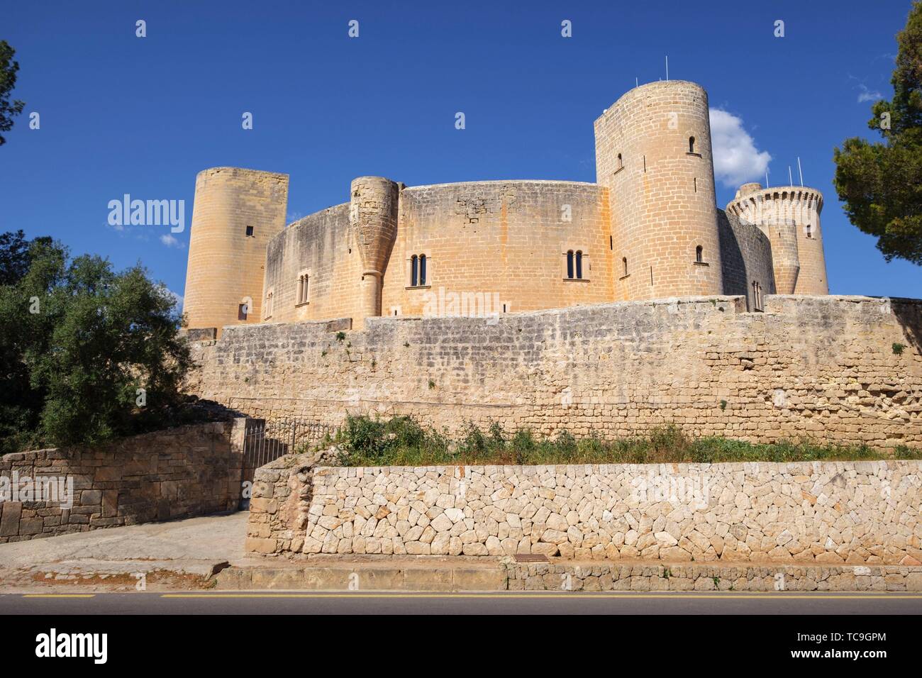 Castillo de Bellver, siglo XIV, estilo gótico, Maiorca, isole Baleari, Spagna. Foto Stock