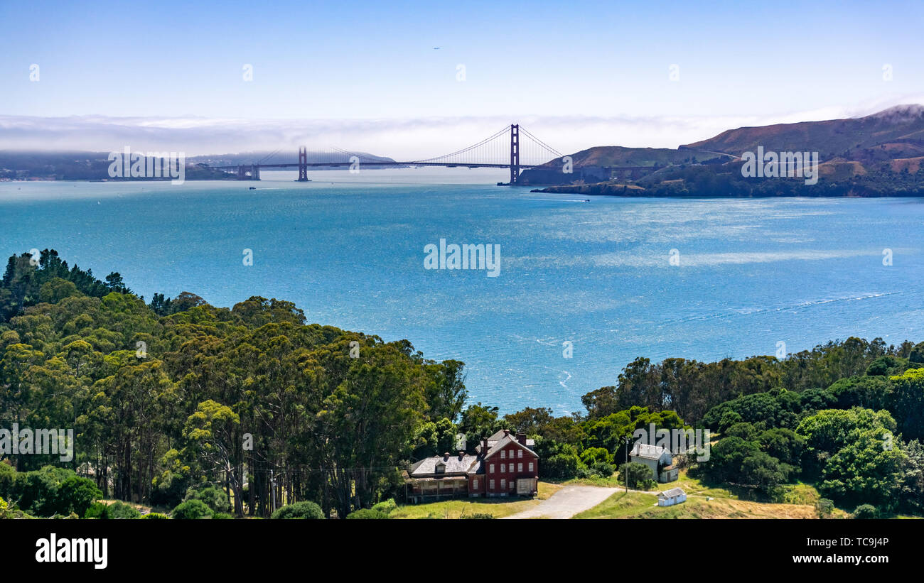 Golden Gate bridge come si vede da Angel Island, California Foto Stock