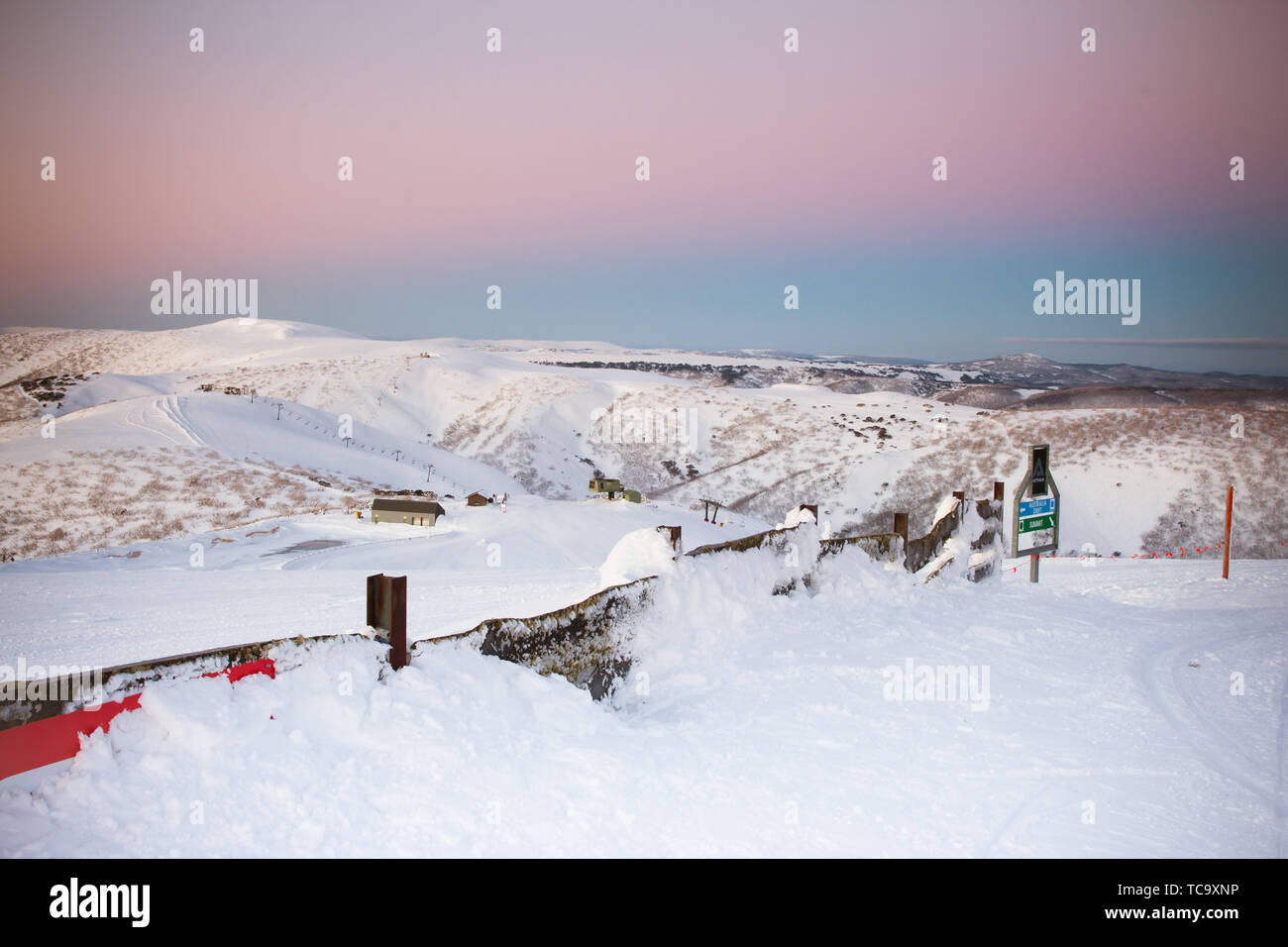 Mt Hotham paesaggio durante il periodo invernale Foto Stock