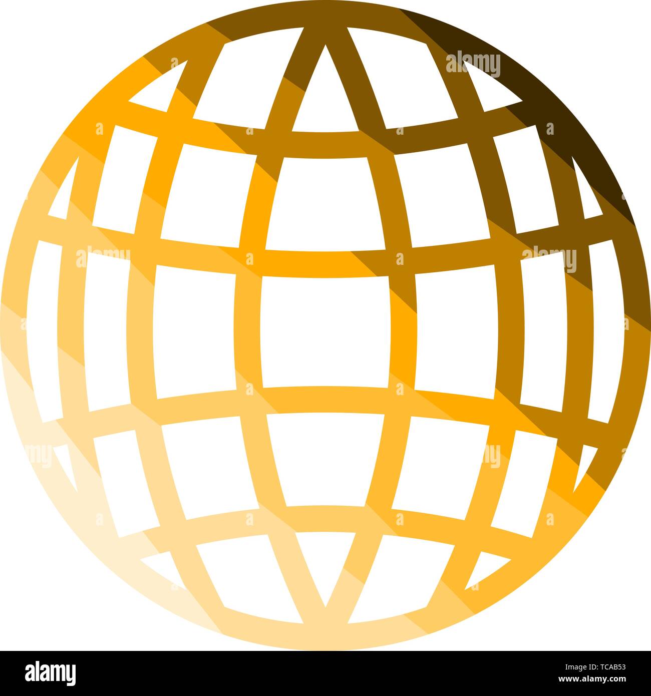 Icona a forma di globo. Schermo piatto a colori e design della scaletta. Illustrazione Vettoriale. Illustrazione Vettoriale