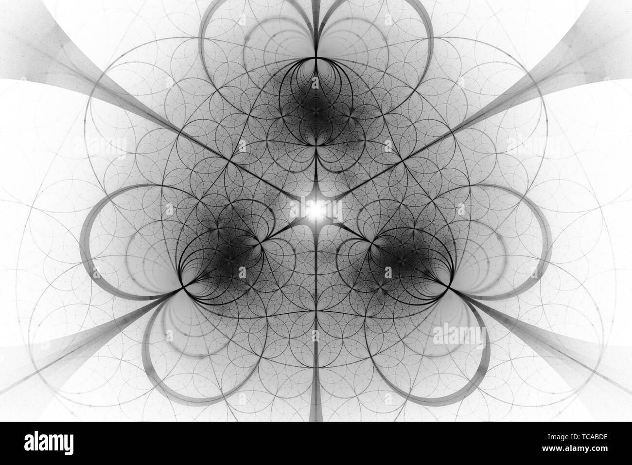 In bianco e nero invertiti cerchi hypertile Frattali effetto, la materia oscura e energia Foto Stock