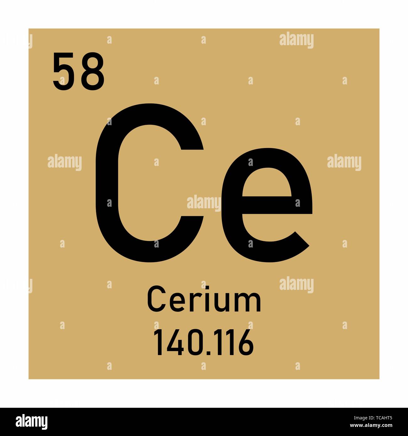 Illustrazione della tavola periodica di cerio simbolo chimico Illustrazione Vettoriale